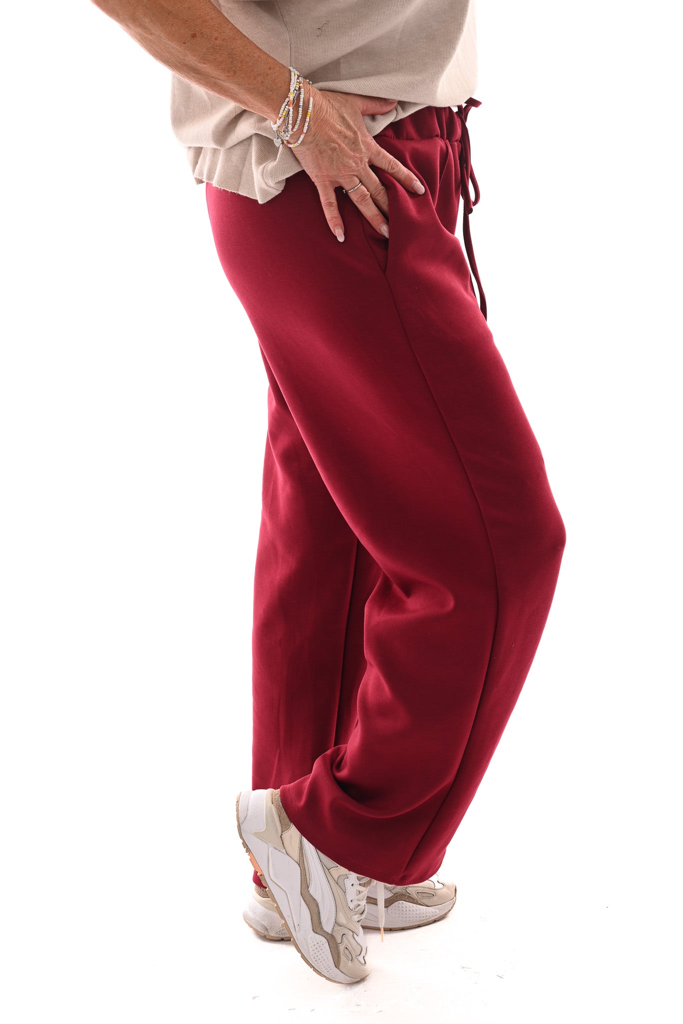Joggings broek met elastieken band bordeaux