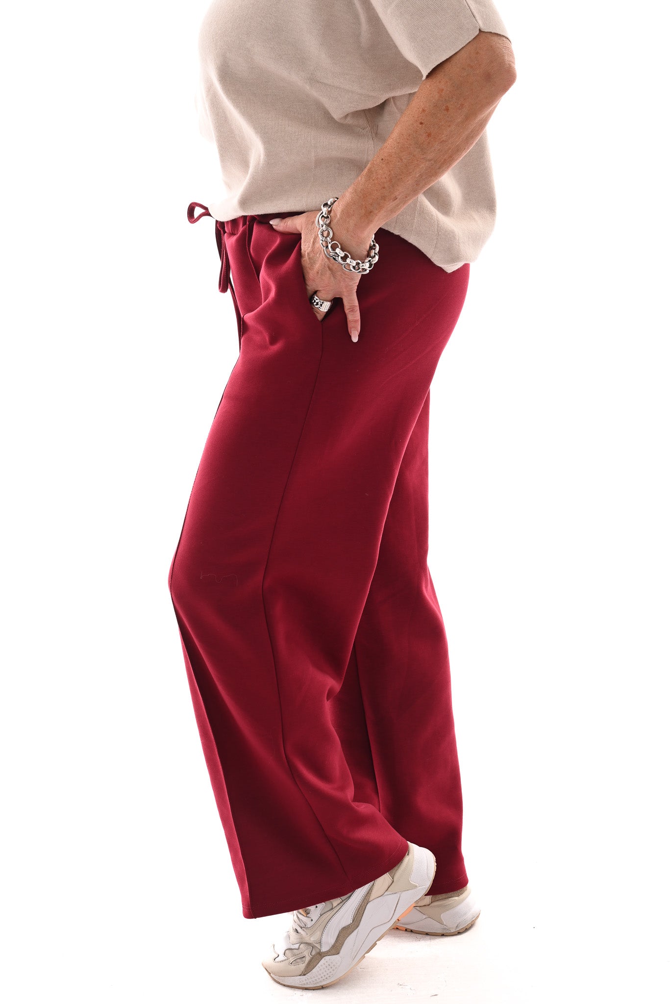 Joggings broek met elastieken band bordeaux