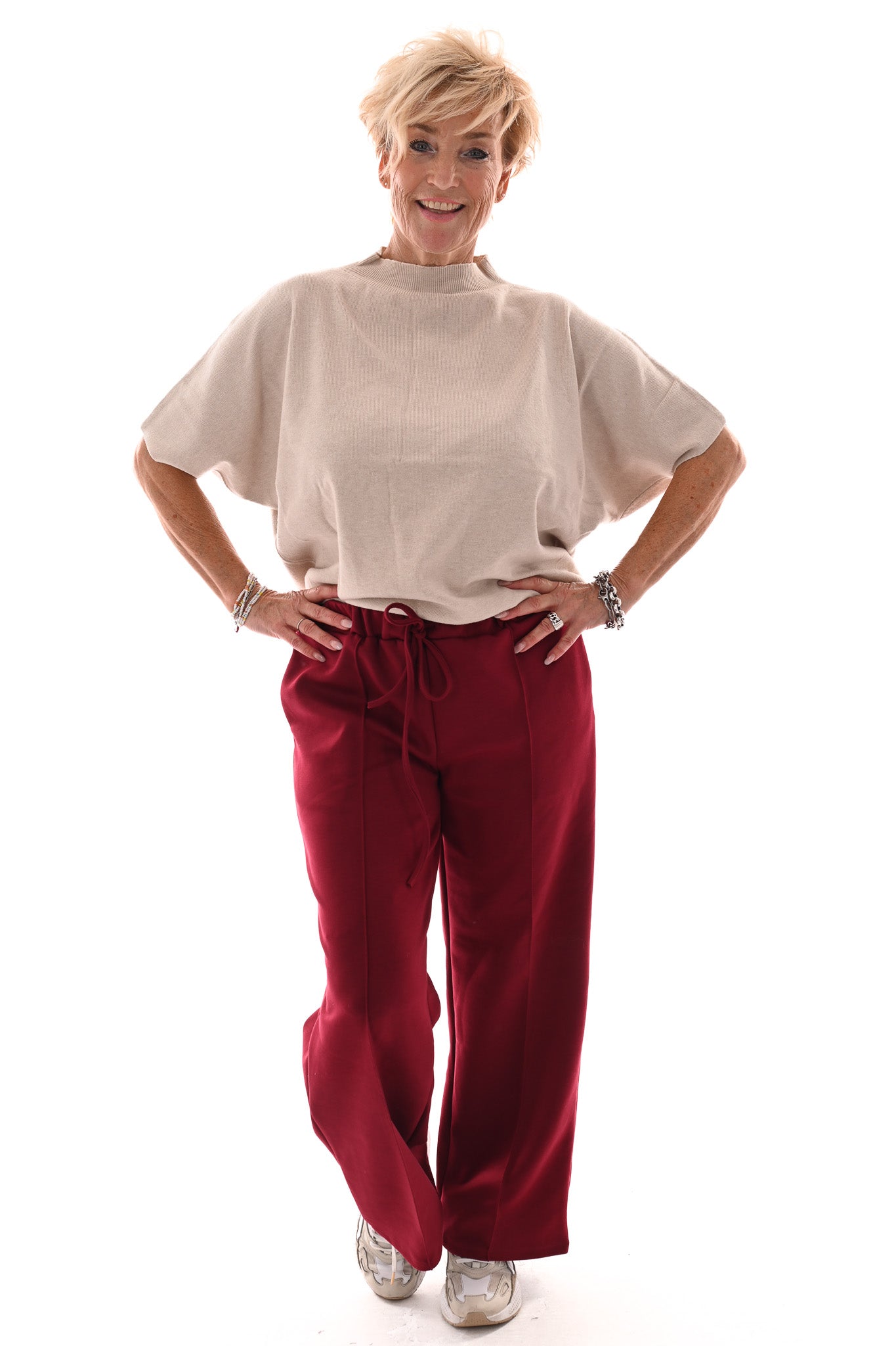 Joggings broek met elastieken band bordeaux