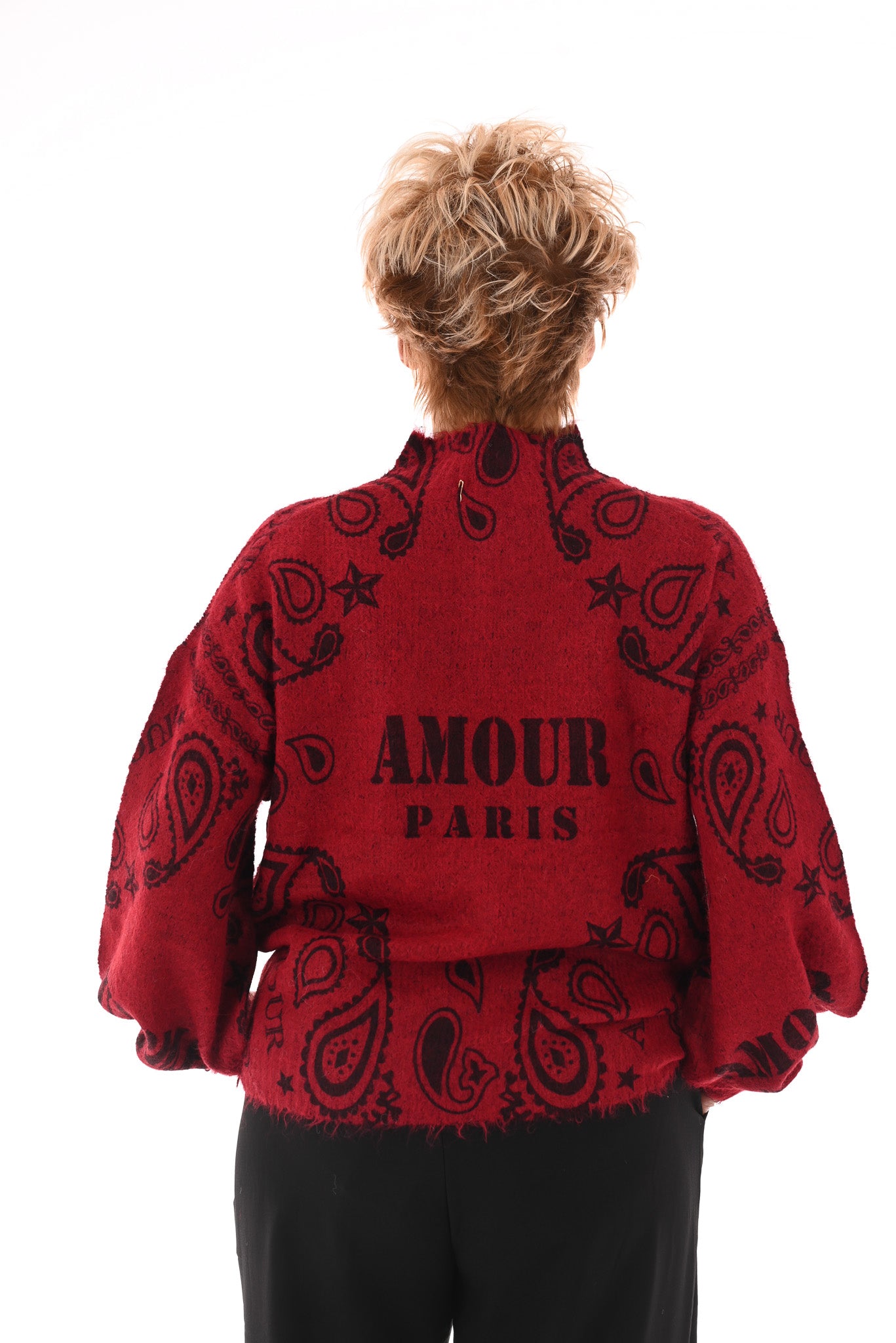 Fijn gebreide trui amour rood