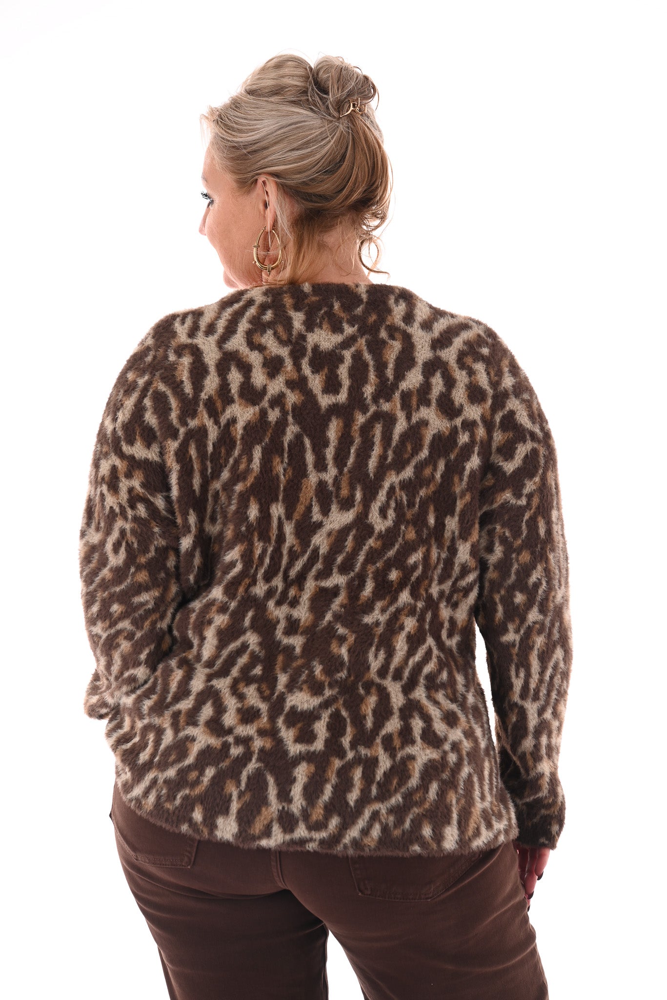 Vest panterprint bruin