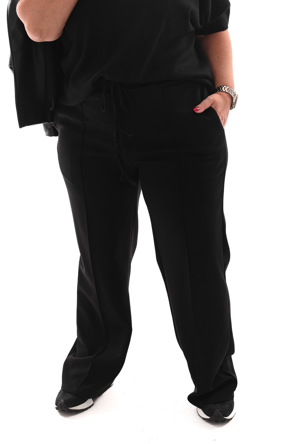Joggings broek met elastieken band zwart