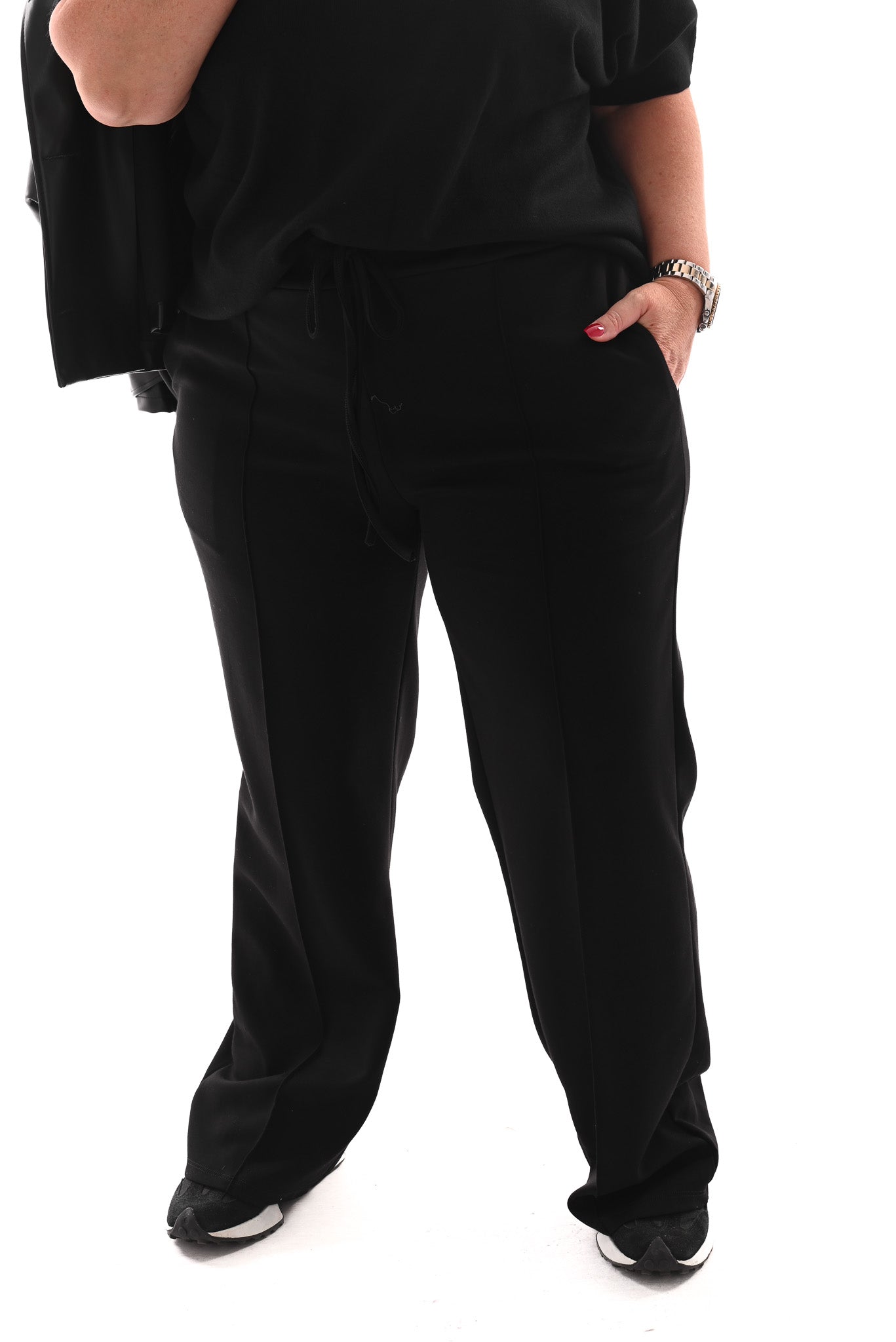 Joggings broek met elastieken band zwart