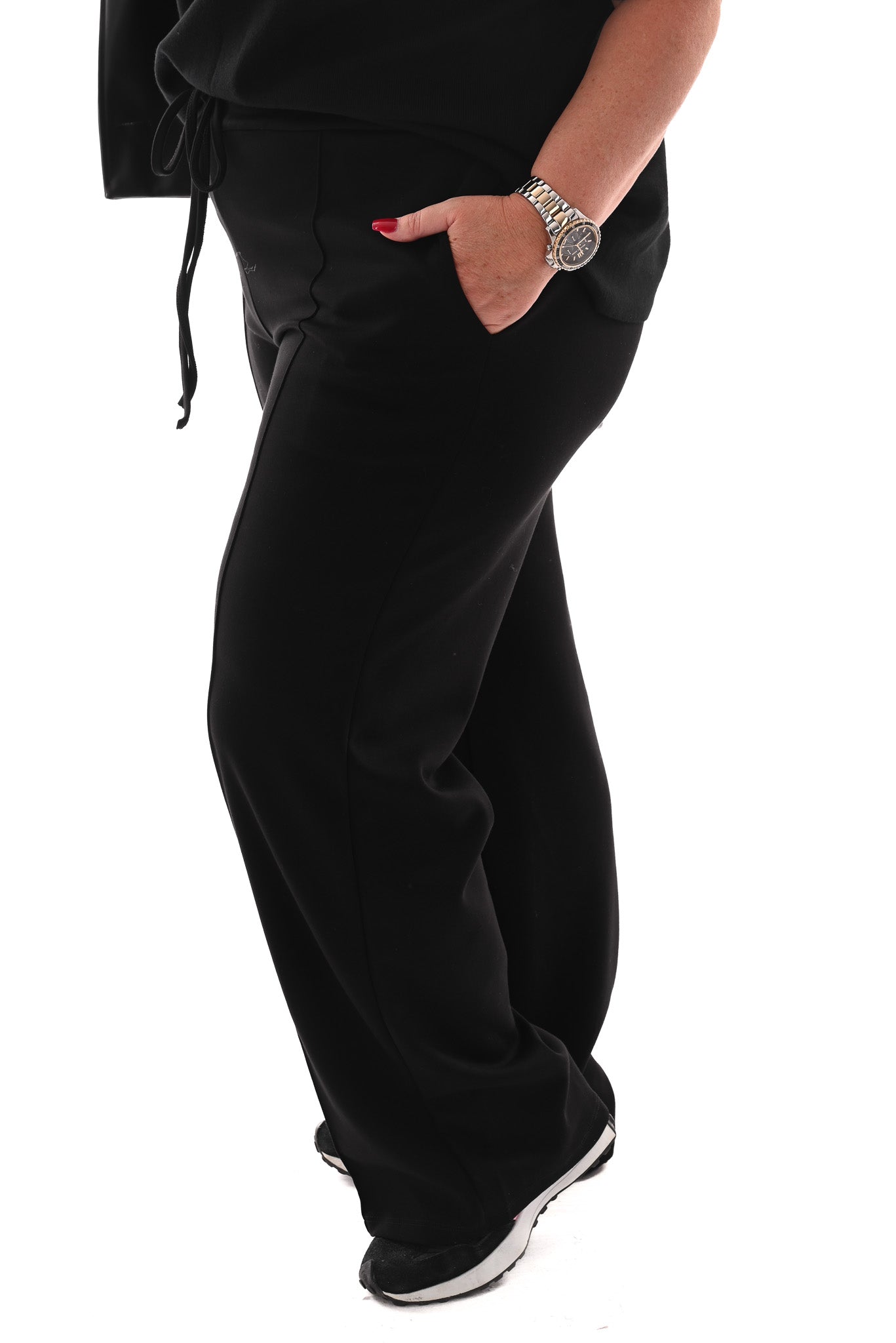 Joggings broek met elastieken band zwart