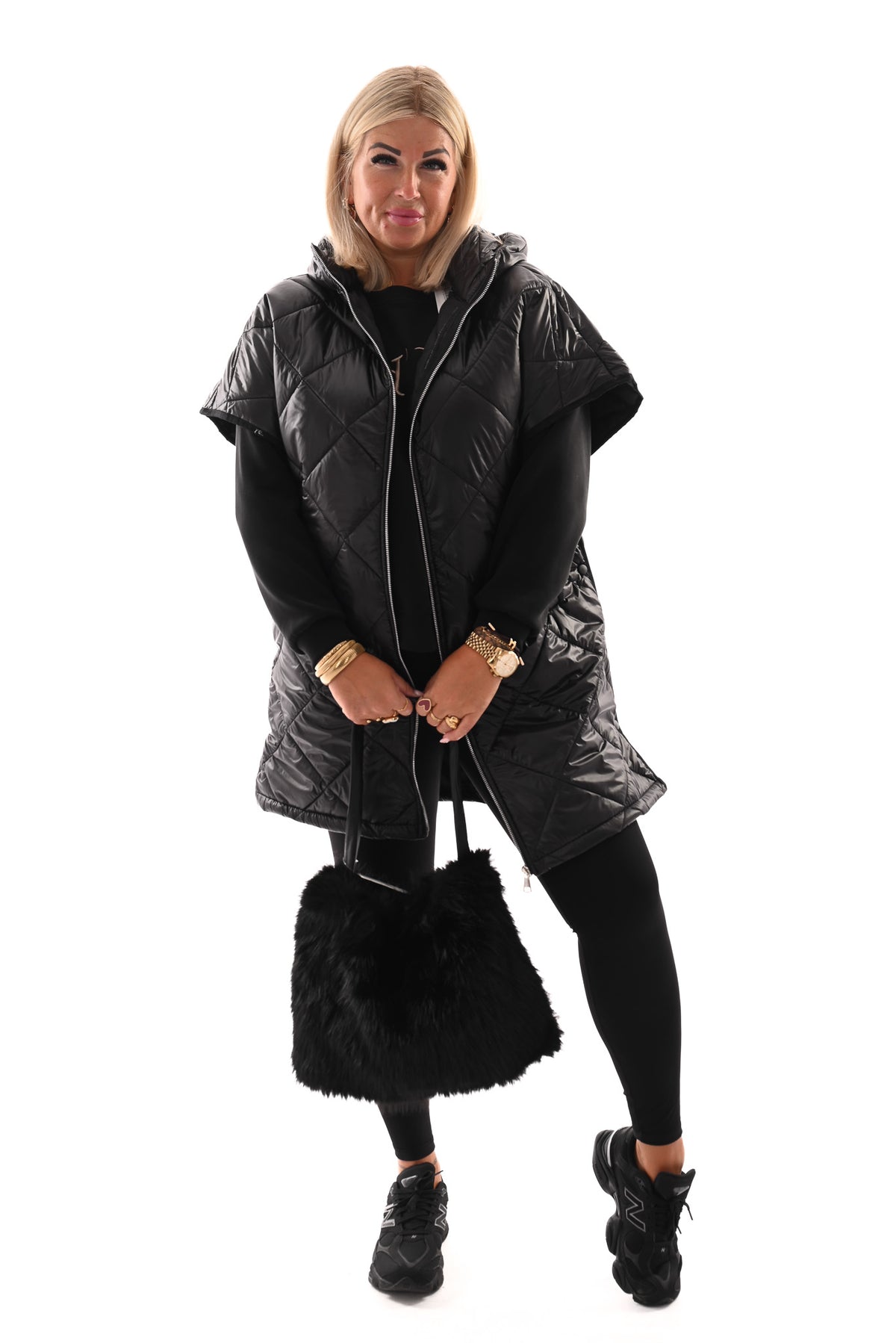 Faux fur handtas zwart
