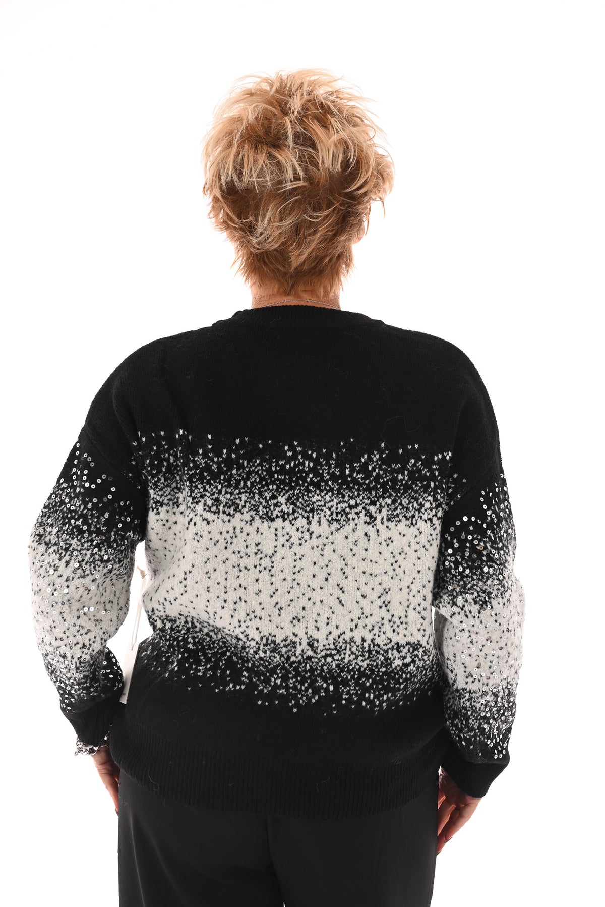 Trui overloop paillet zwart
