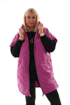 Lange bodywarmer met capuchon cyclaam