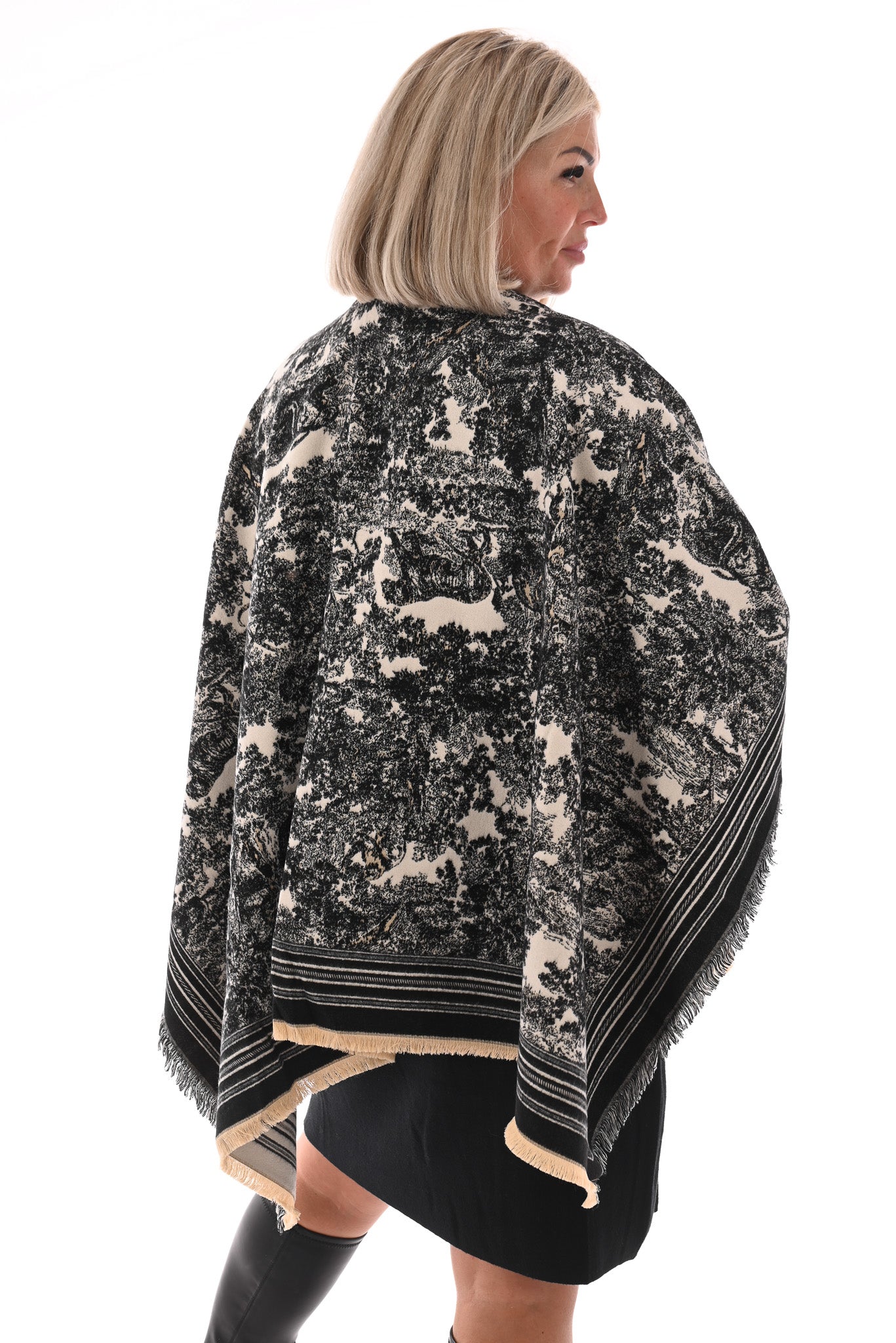 Sjaal Toile de Jouy  zwart