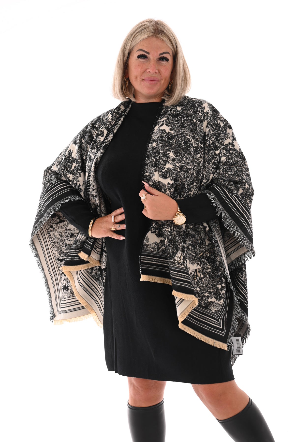 Sjaal Toile de Jouy  zwart