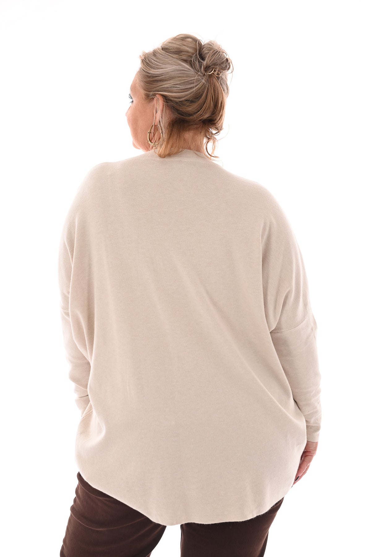 Trui met strassmix beige