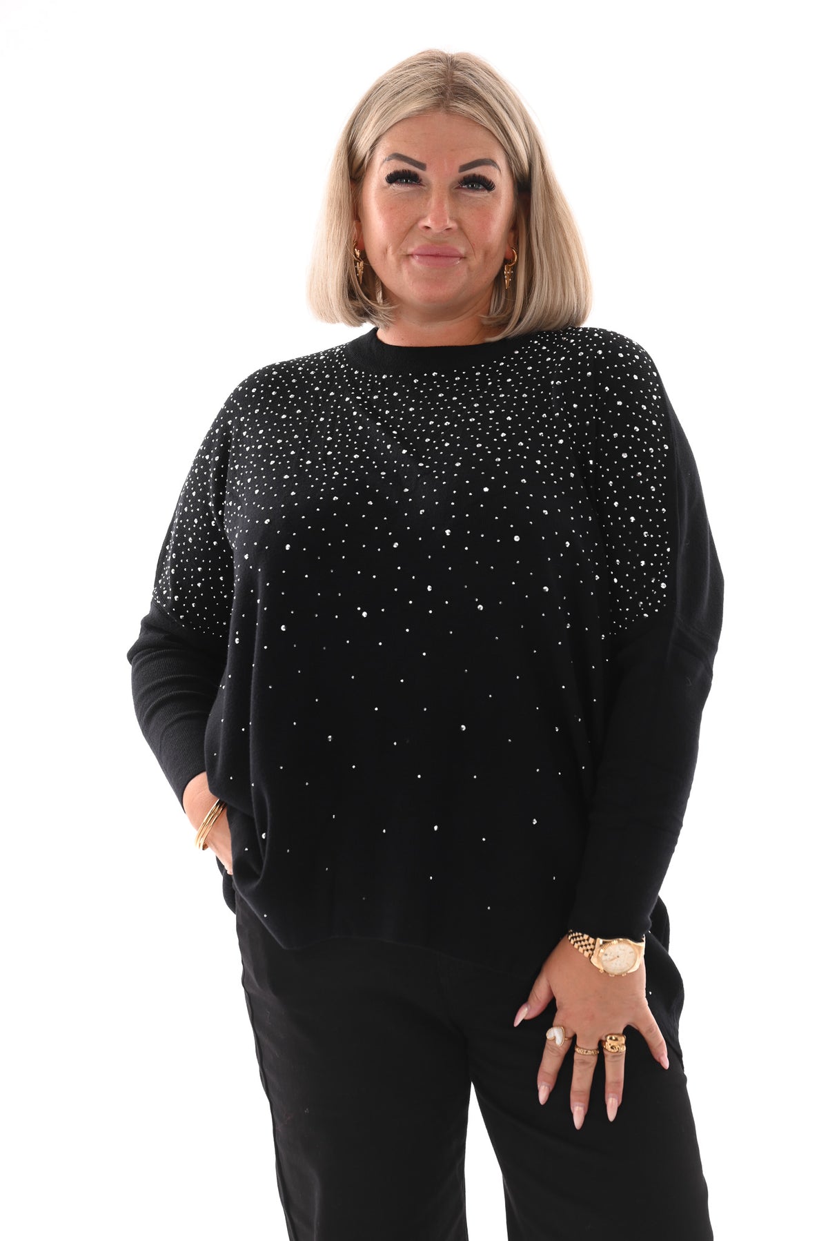 Trui met strassmix zwart