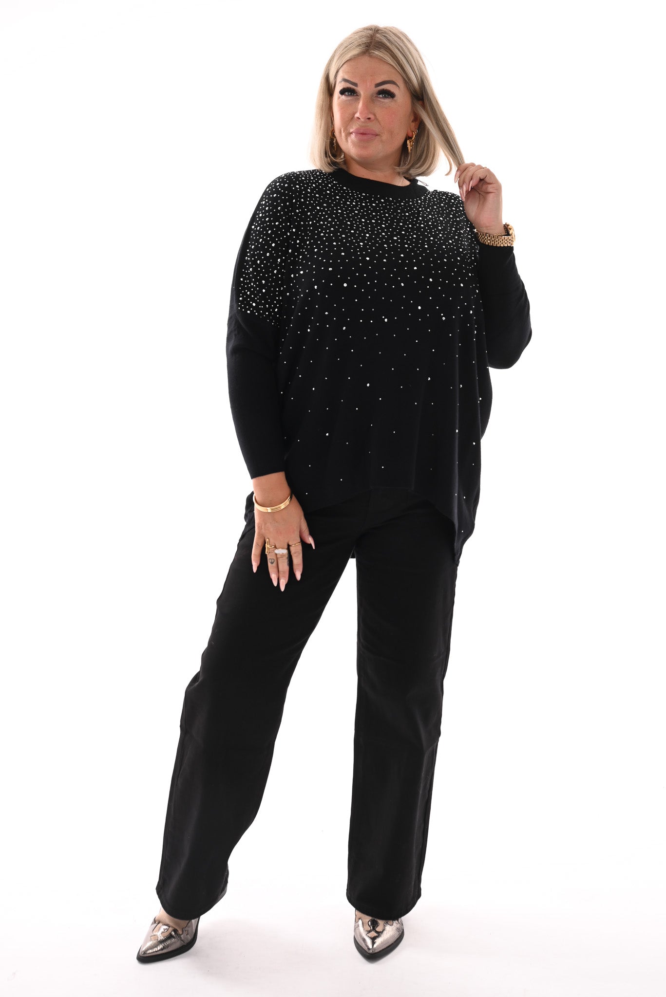 Trui met strassmix zwart