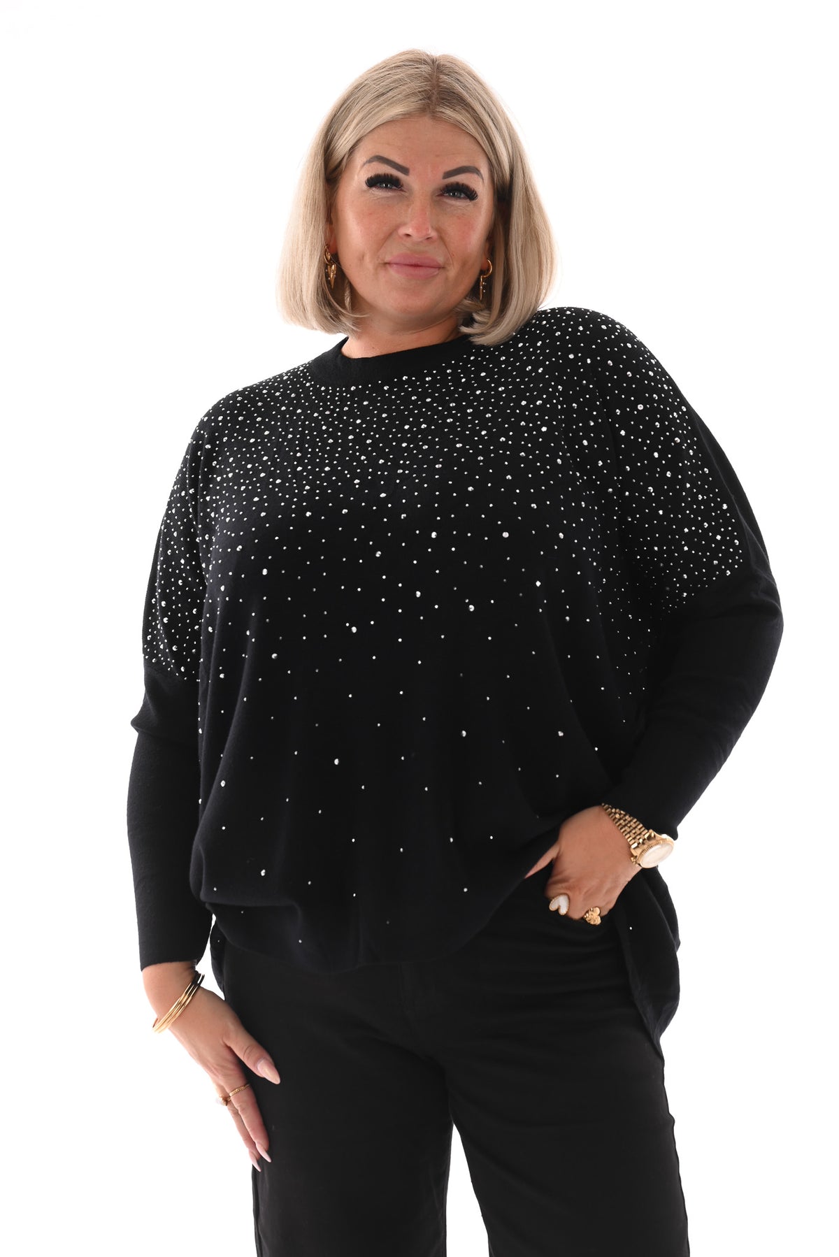 Trui met strassmix zwart