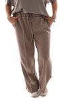 Joggings broek met elastieken band beige