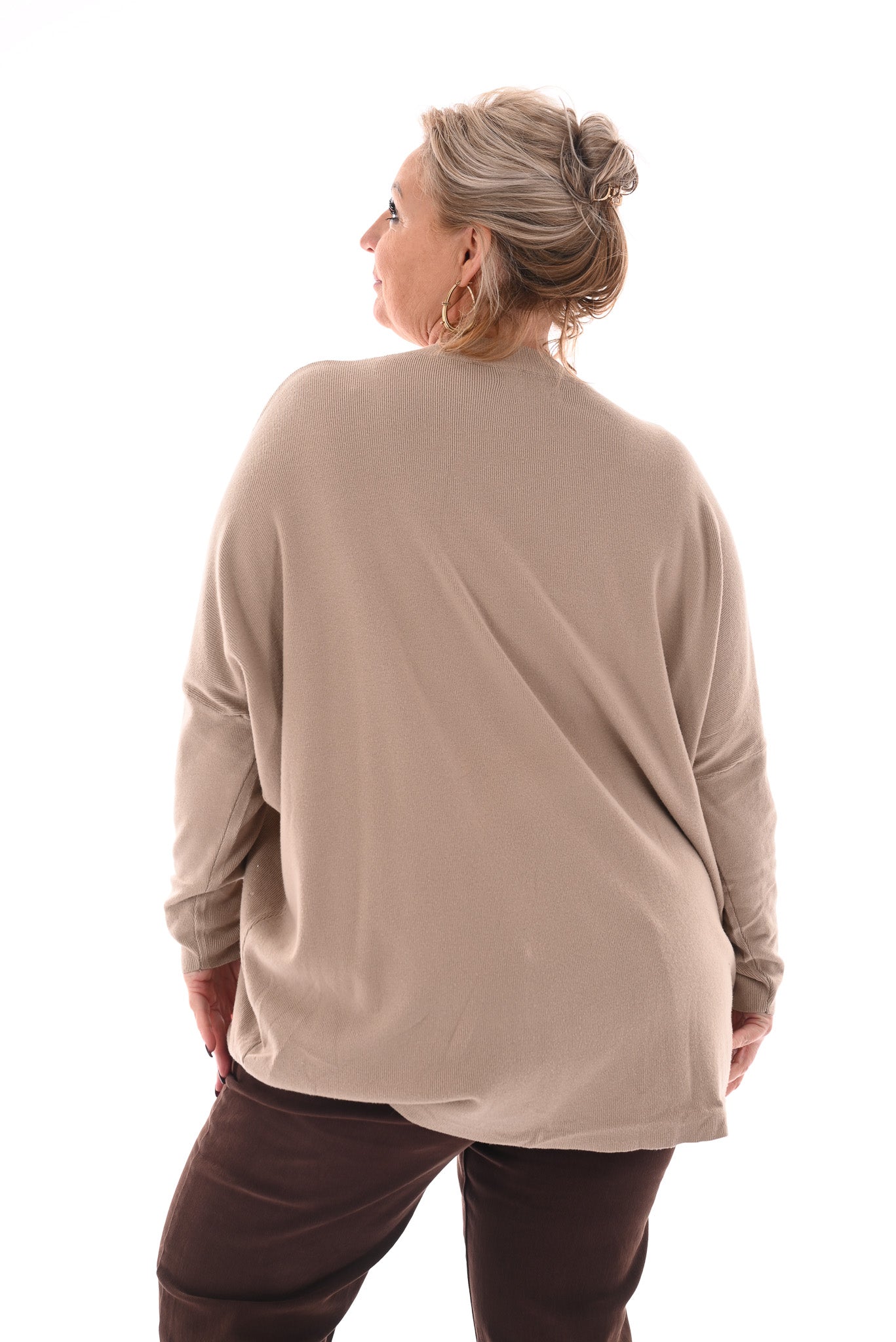 Trui met strassmix camel