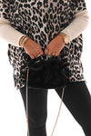 Faux fur tas mini zwart