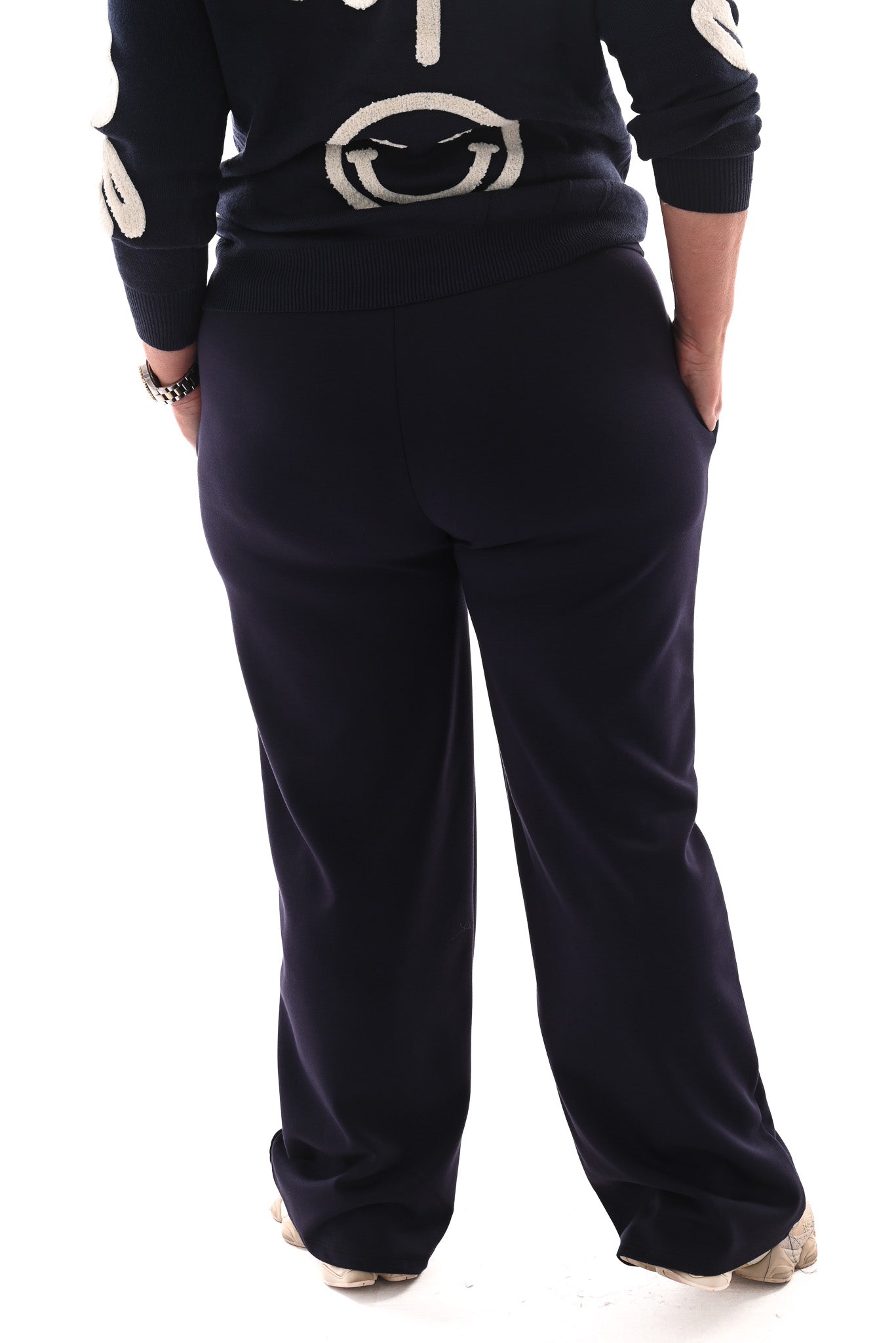 Joggings broek met elastieken band marineblauw