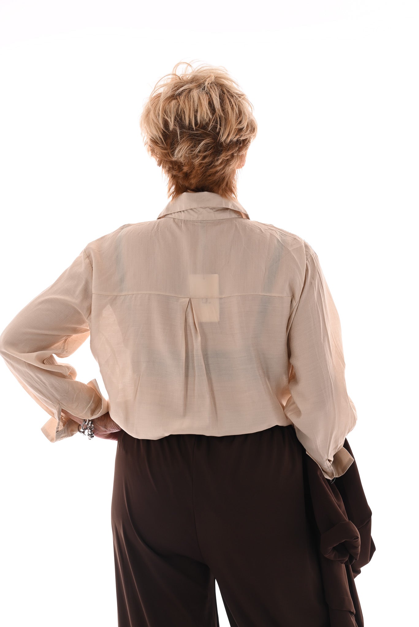 Blouse met strass beige
