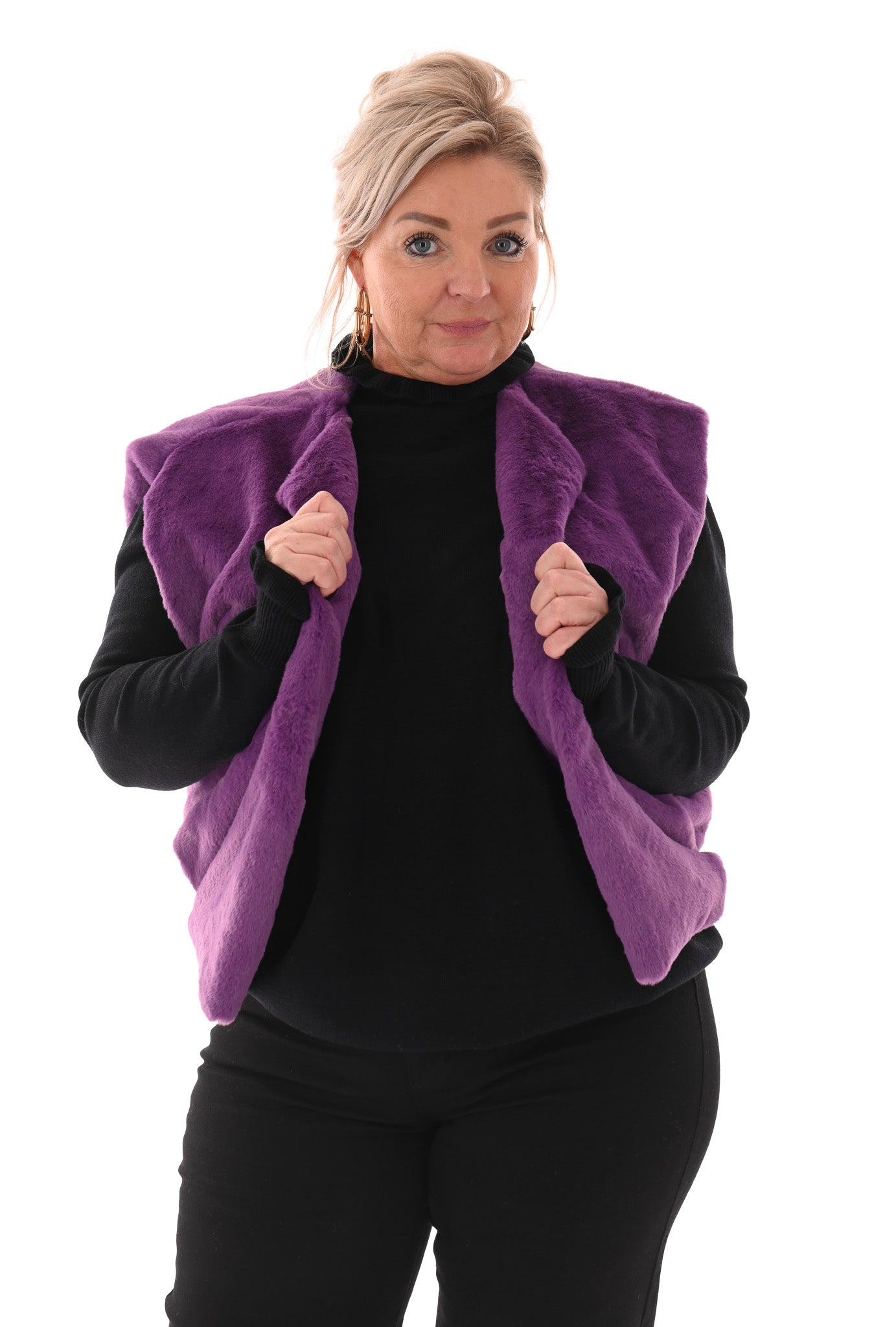 Gilet faux fur paars