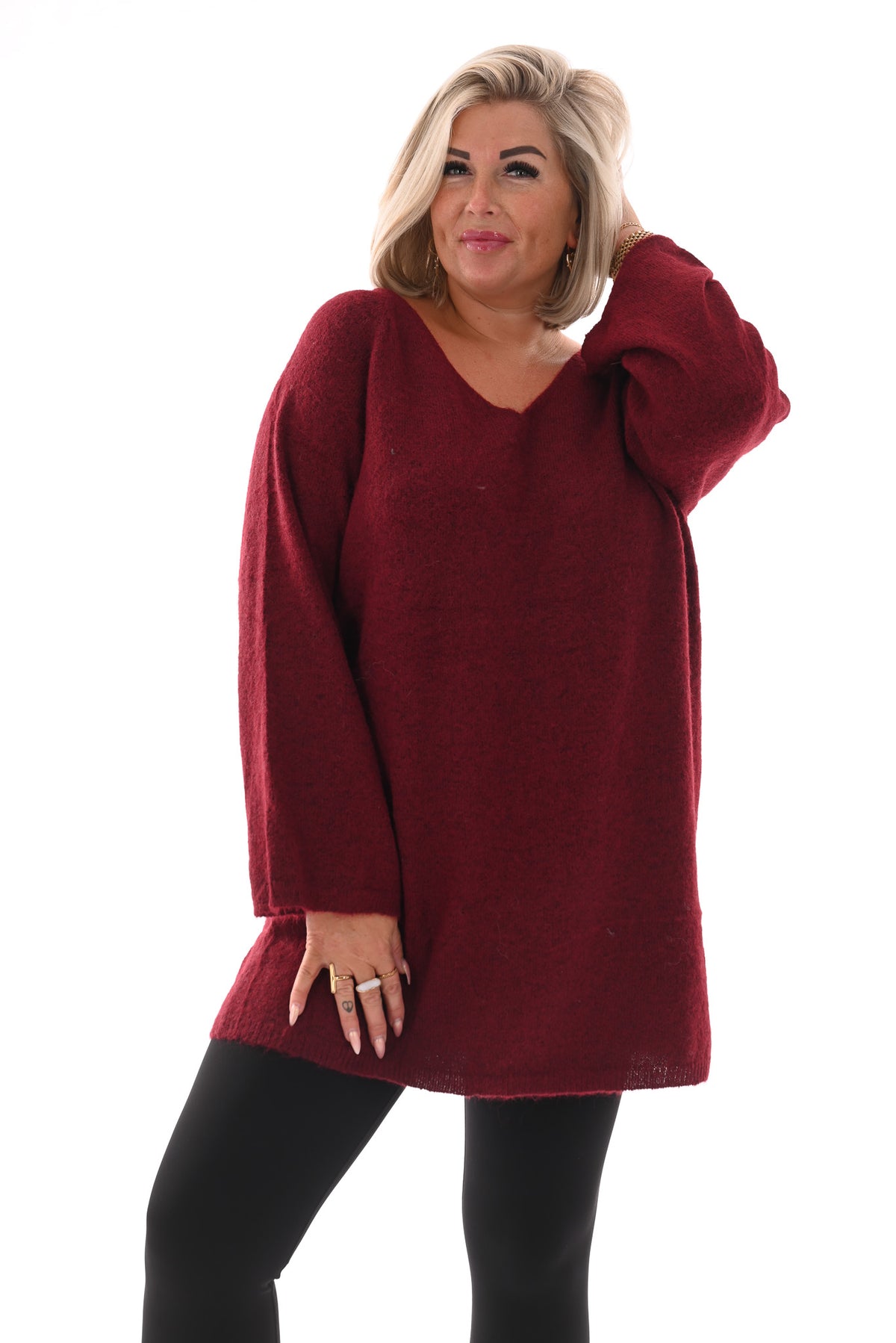 Trui v-hals bordeaux