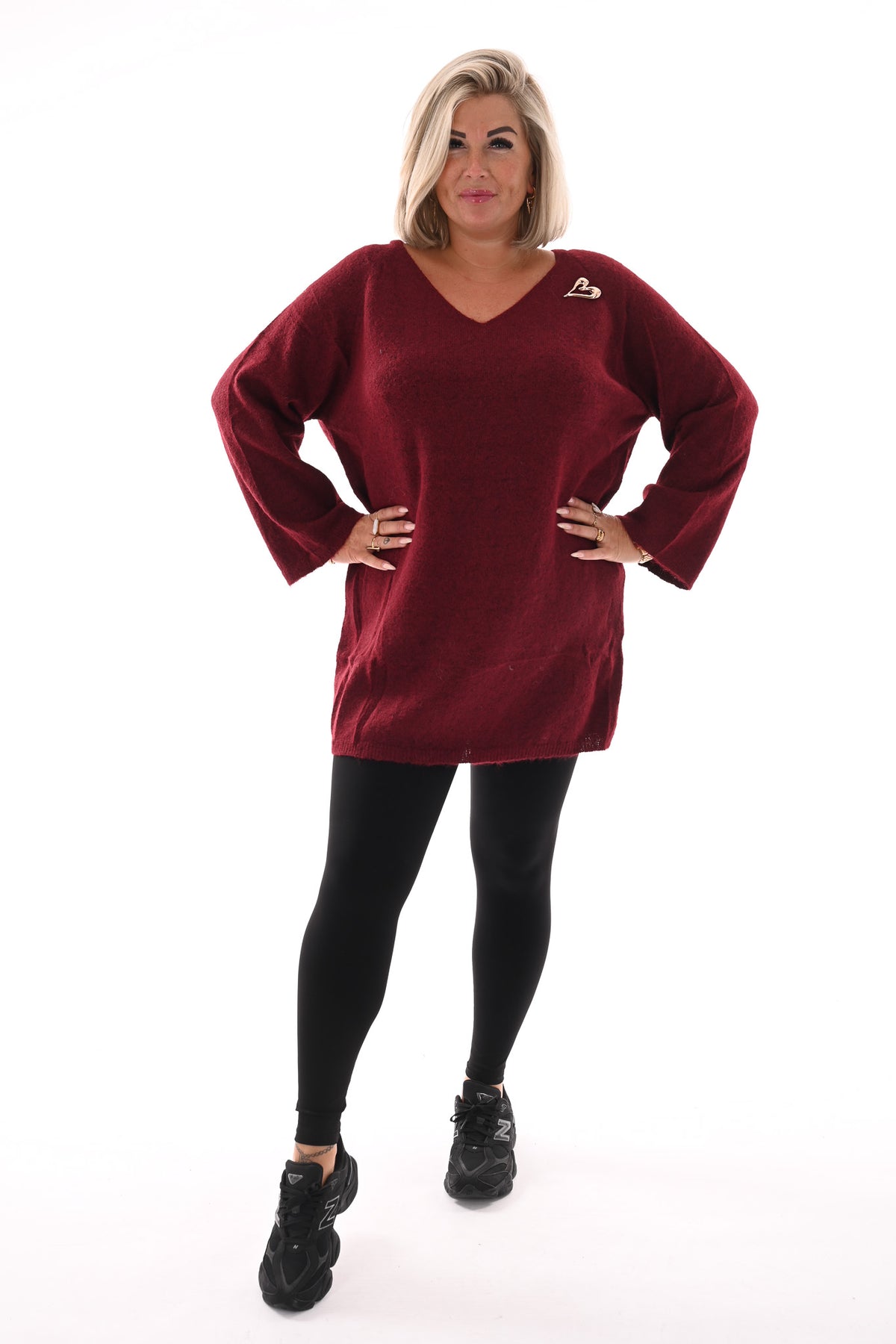 Trui v-hals bordeaux