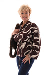 Blouse abstracte print donkerbruin