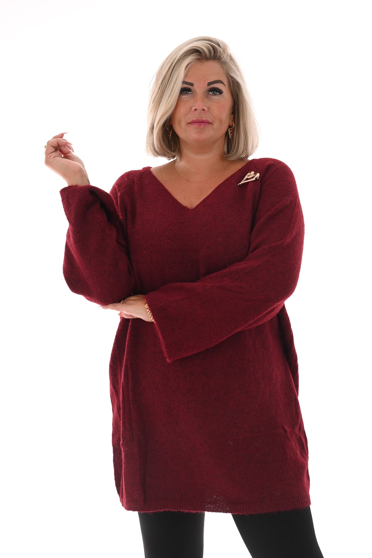 Trui v-hals bordeaux