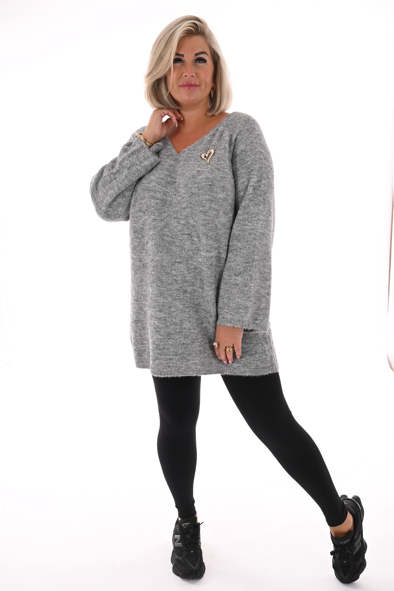 Trui v-hals lichtgrijs