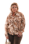 Blouse abstracte print bruin