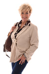 Blazer met ceintuur en gouden gesp beige