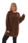 fijn gebreide trui met ronde hals bruin