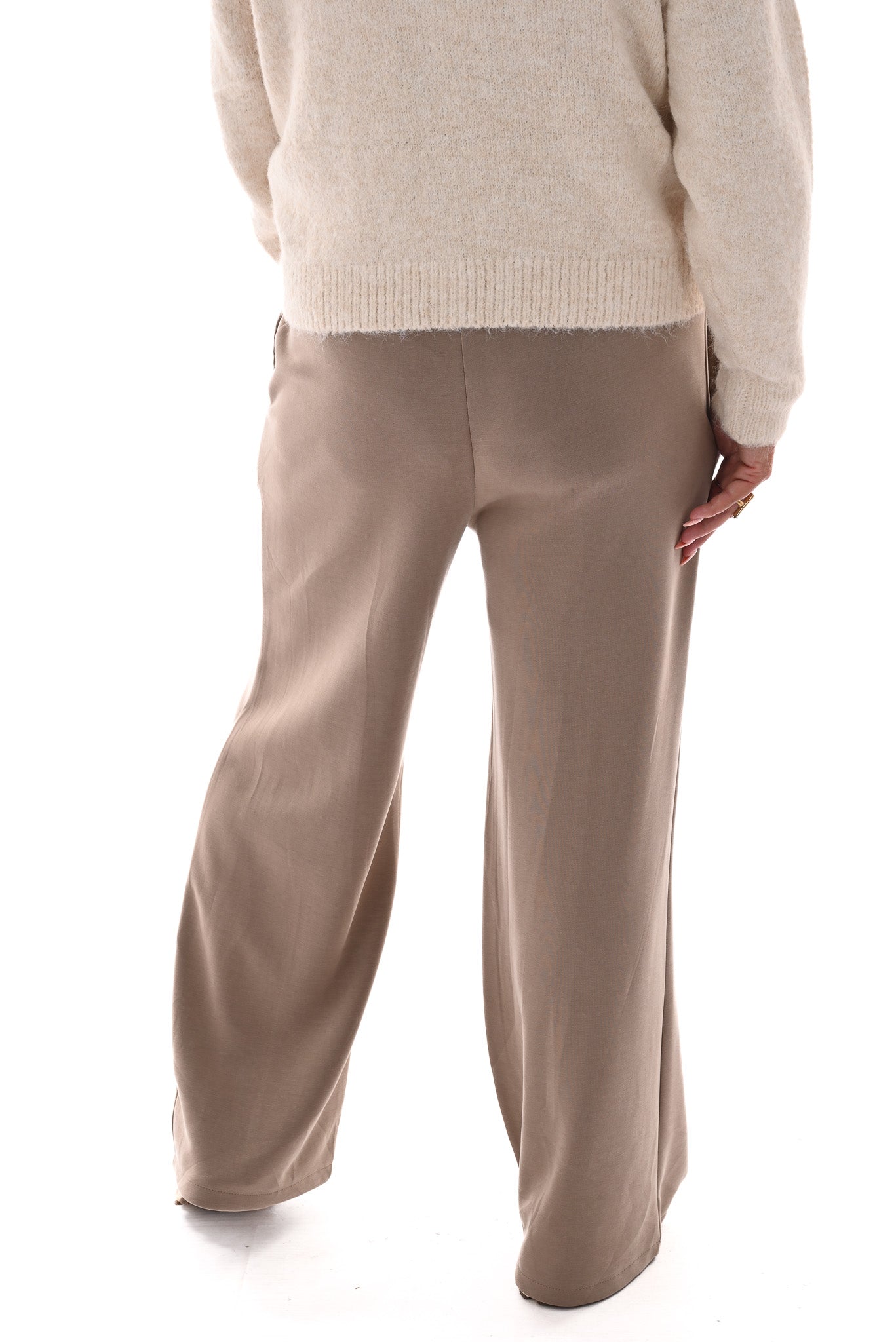 Wide leg joggingsbroek beige