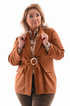 Blazer met ceintuur en gouden gesp camel