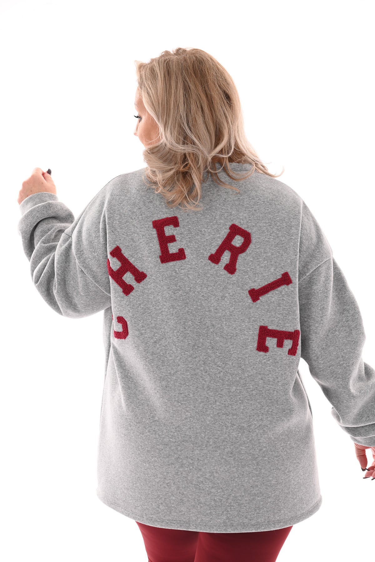 Sweater cherie teddy grijs