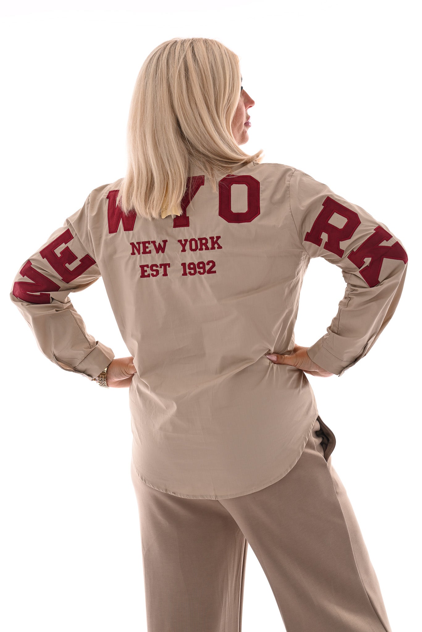 Blouse doorknoop New York beige
