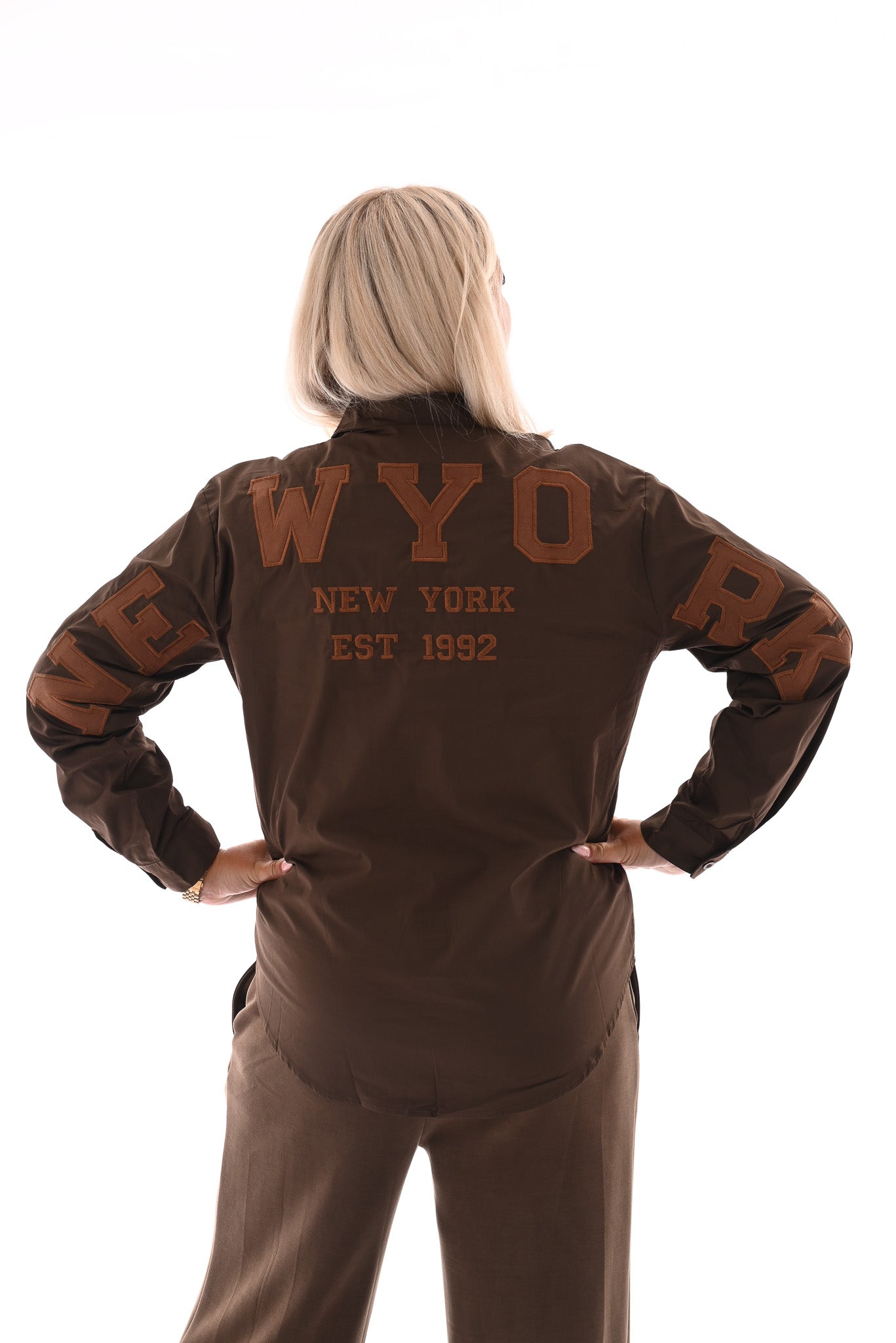 Blouse doorknoop New York donkerbruin