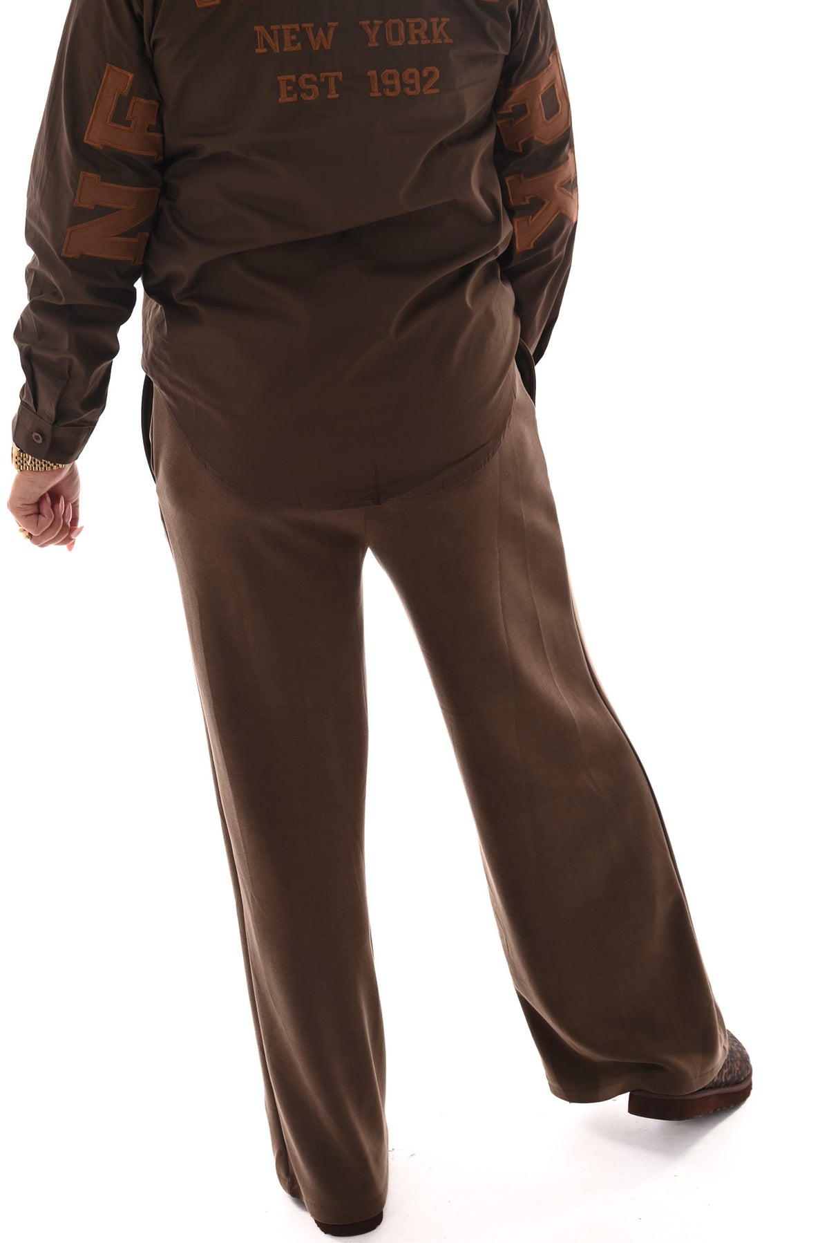 Wide leg joggingsbroek khaki