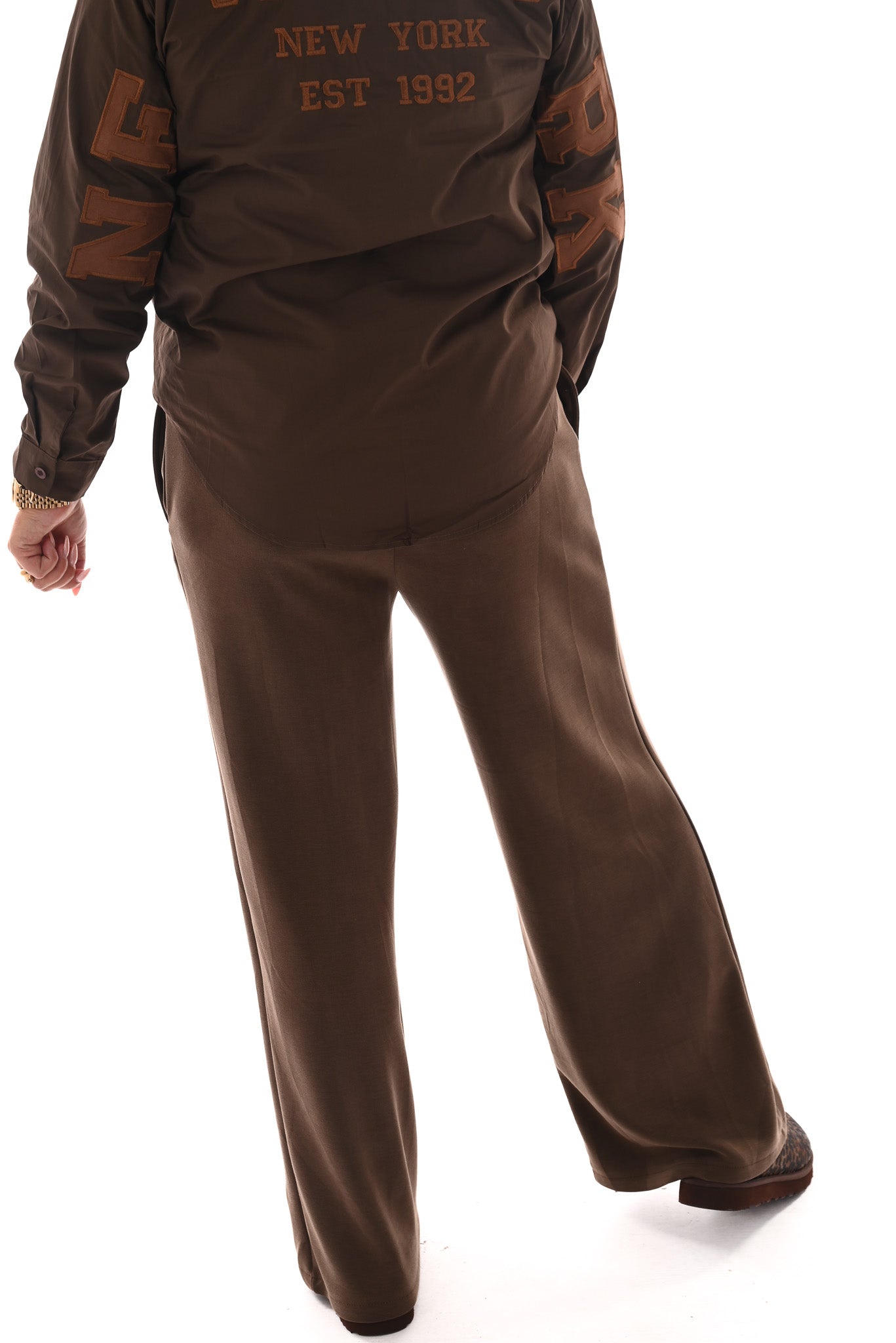 Wide leg joggingsbroek khaki