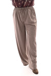 Wijde travel broek met aantrekkoord taupe