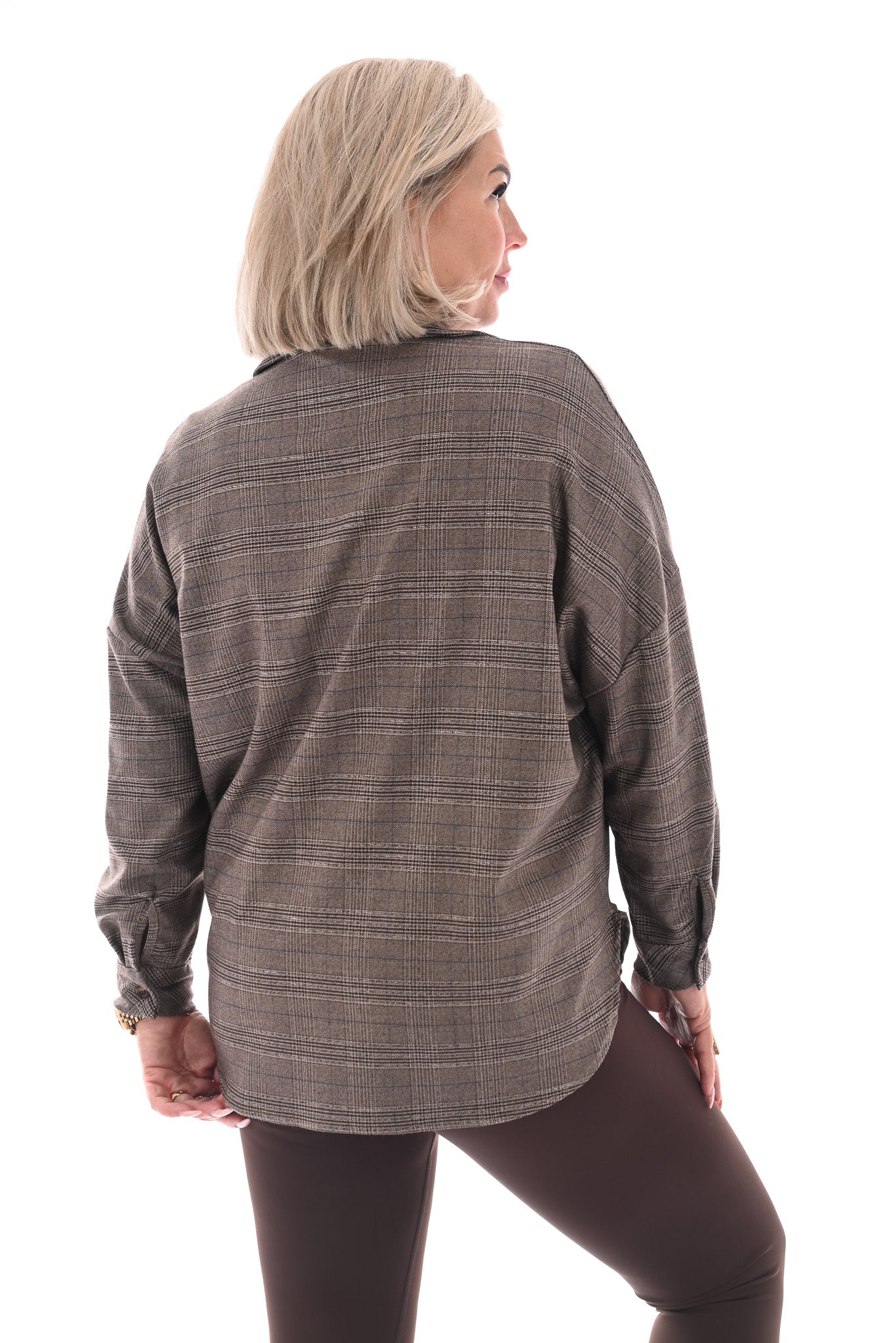 Blouse ruitprint bruin