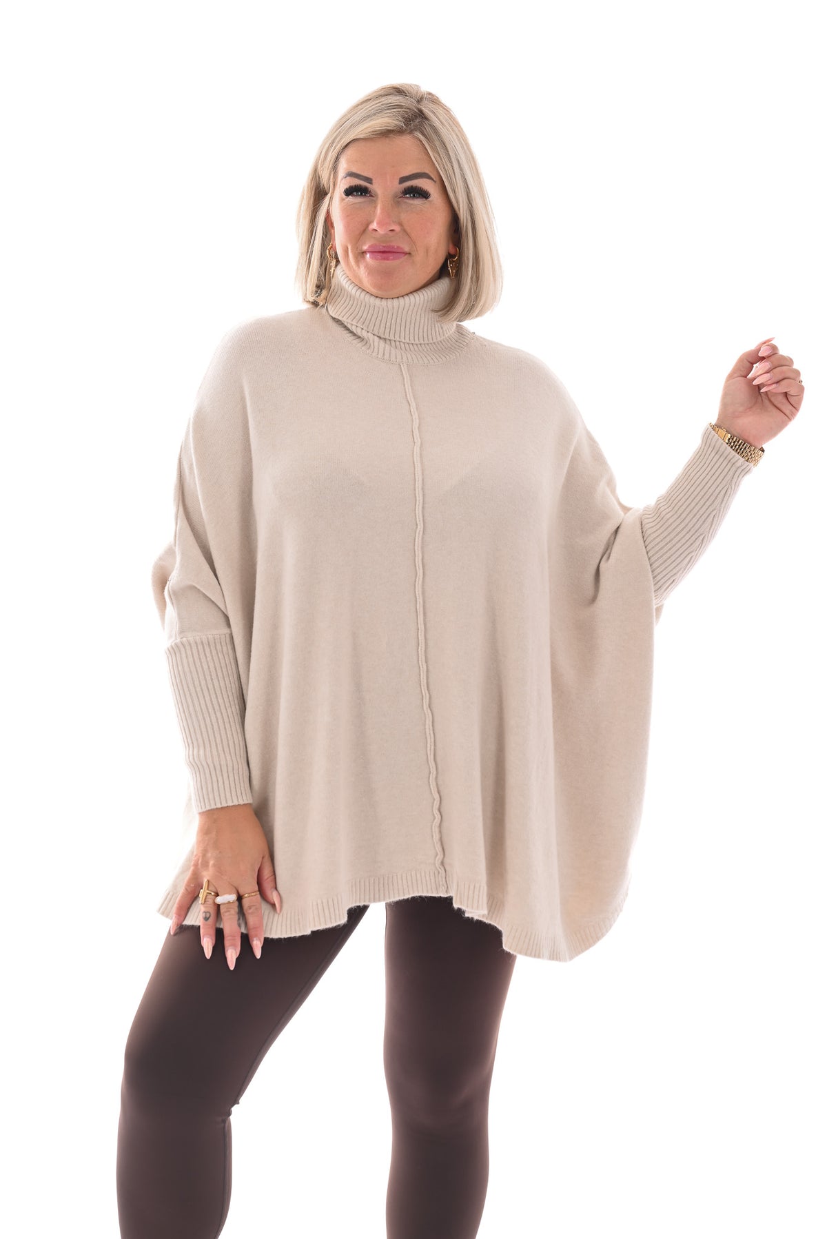 Tuniek met col en streep creme