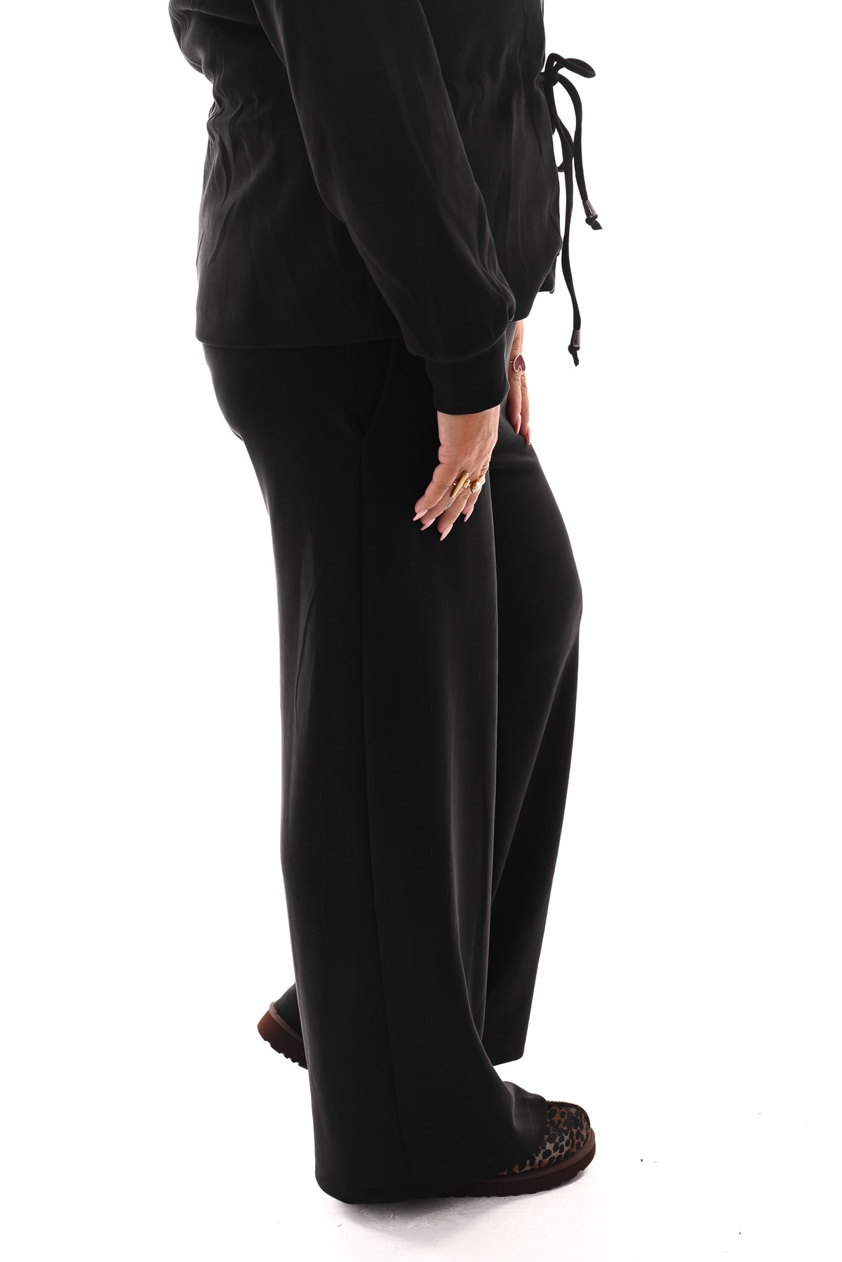 Wide leg joggingsbroek zwart