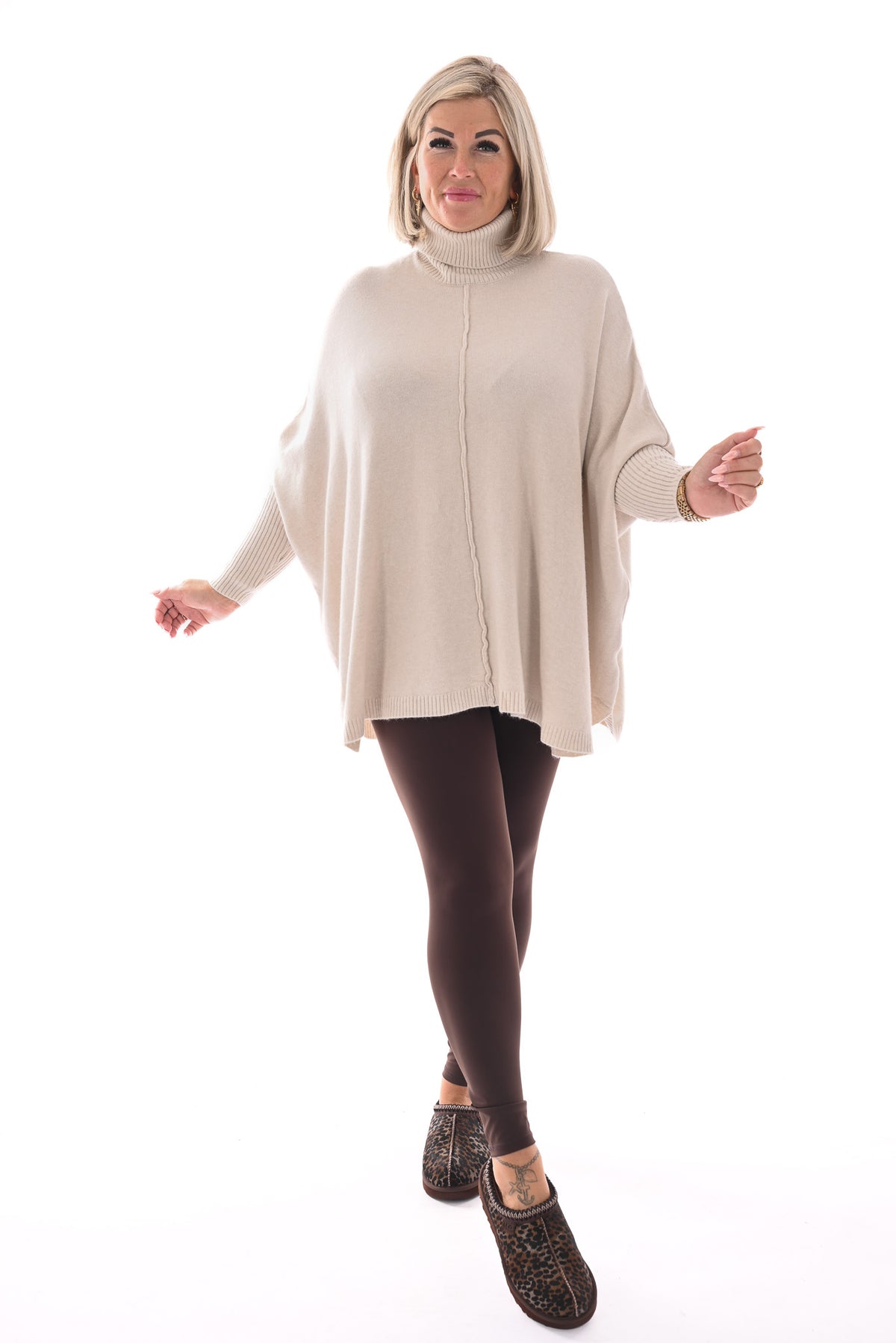 Tuniek met col en streep creme