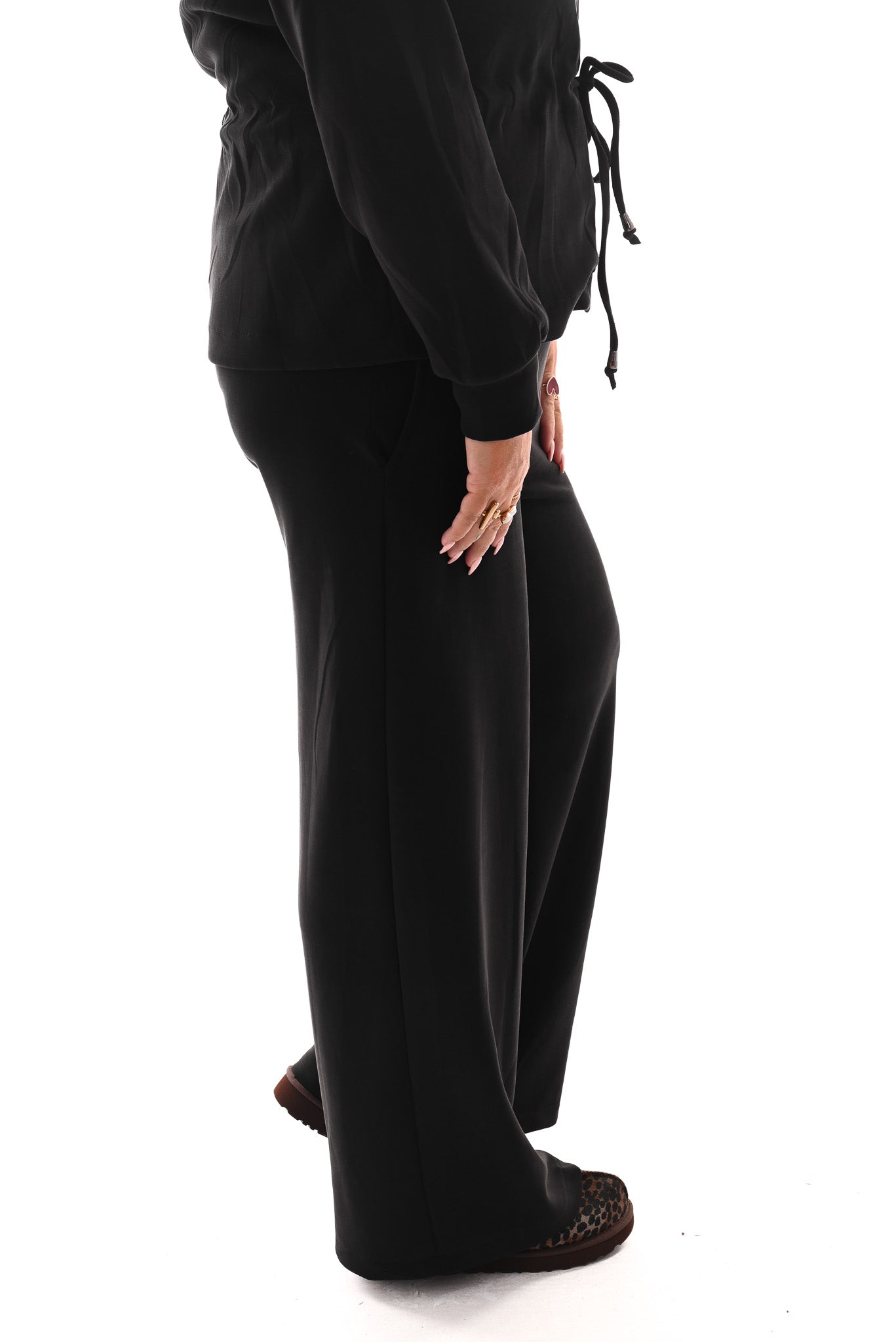 Wide leg joggingsbroek zwart
