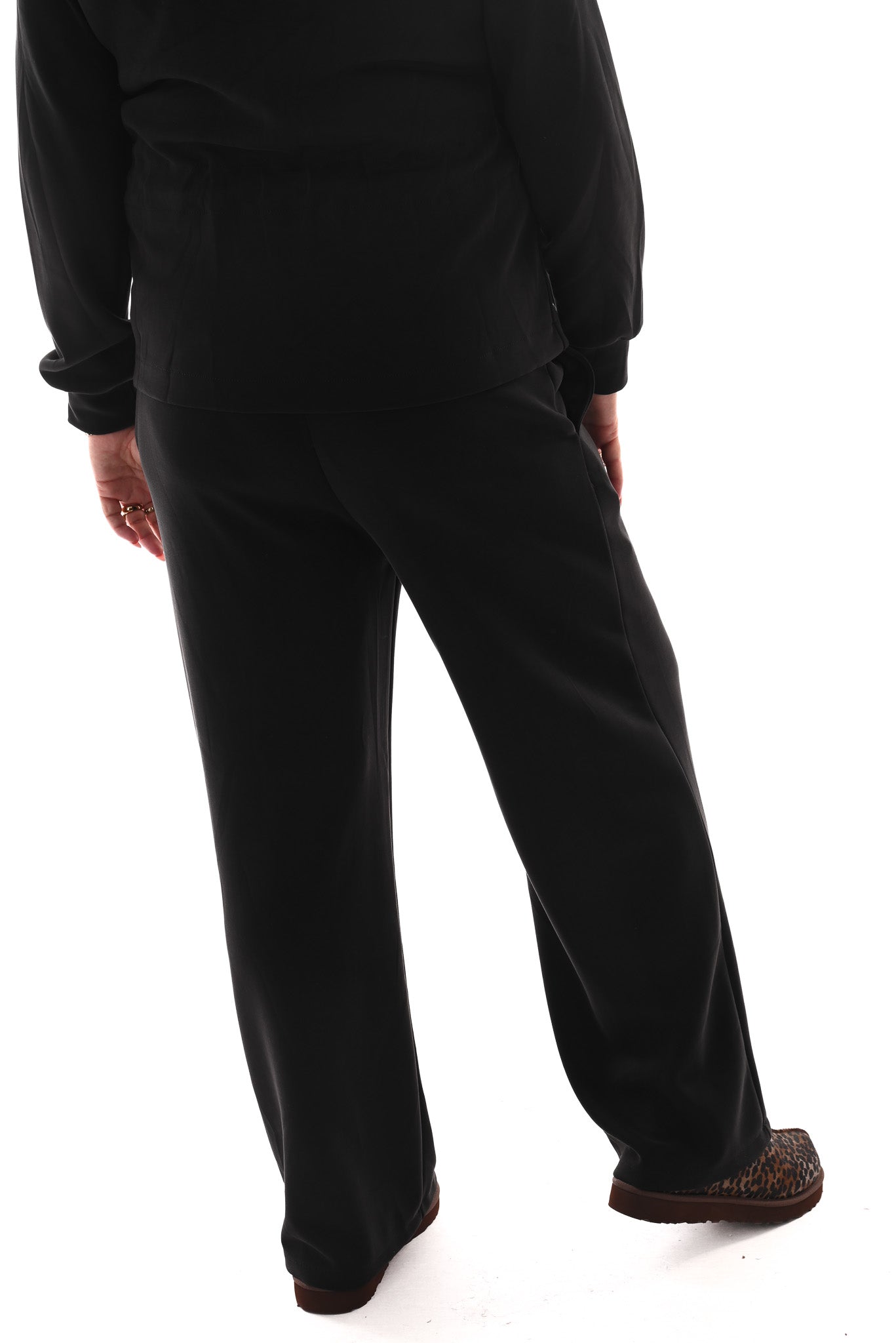 Wide leg joggingsbroek zwart