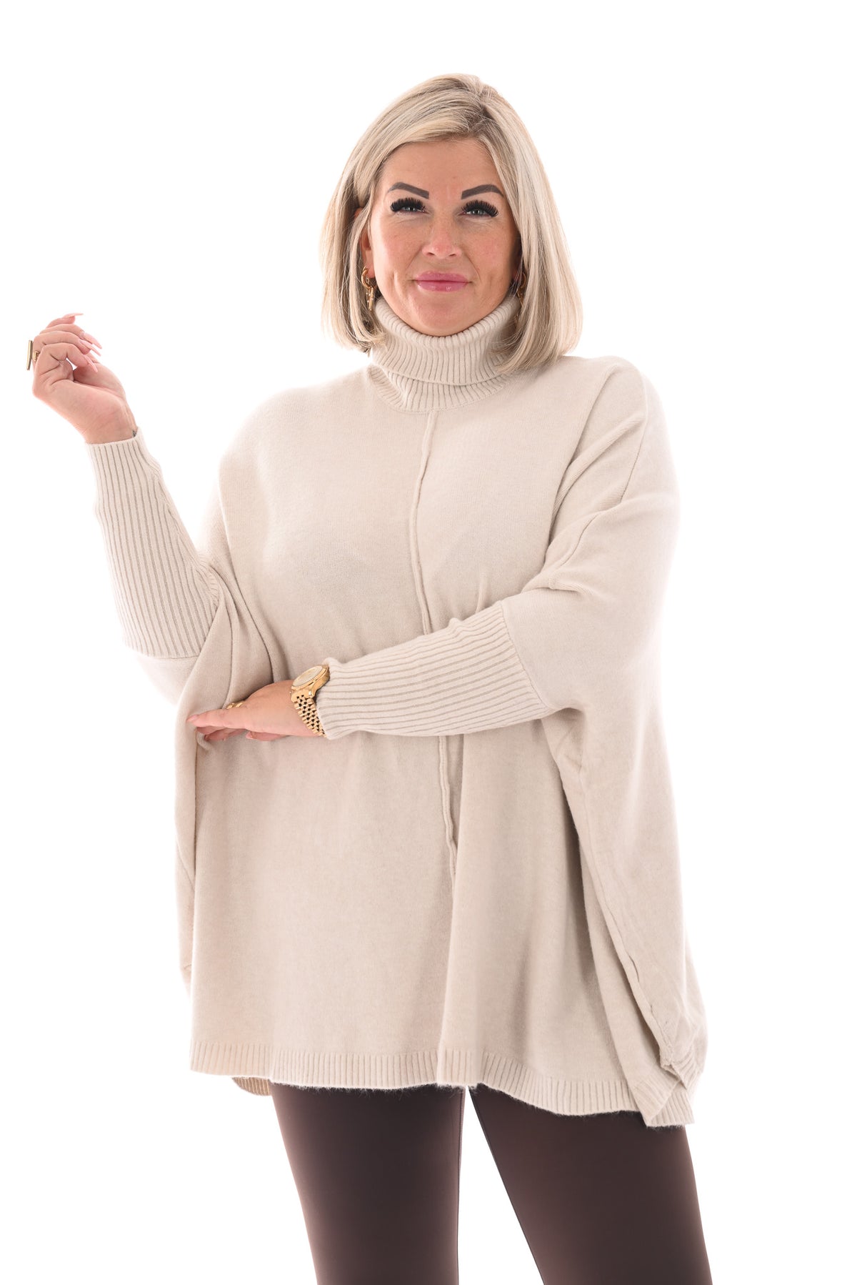 Tuniek met col en streep creme