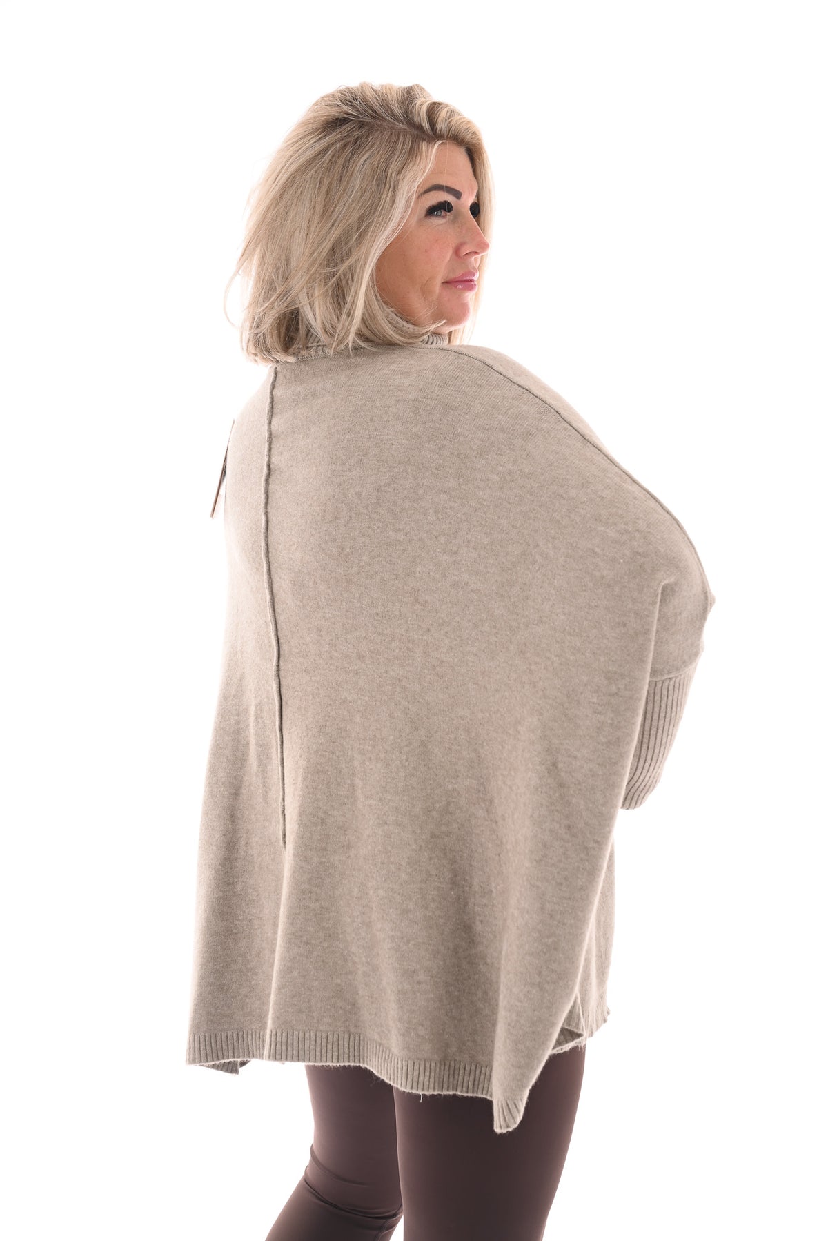 Tuniek met col en streep taupe