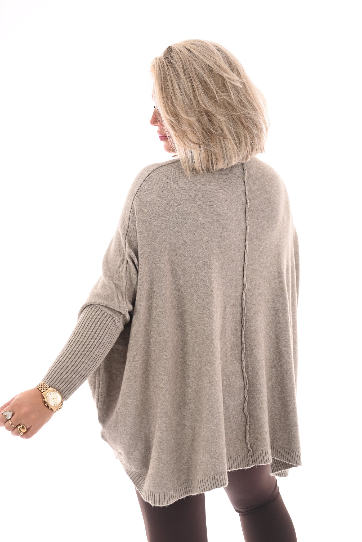 Tuniek met col en streep taupe