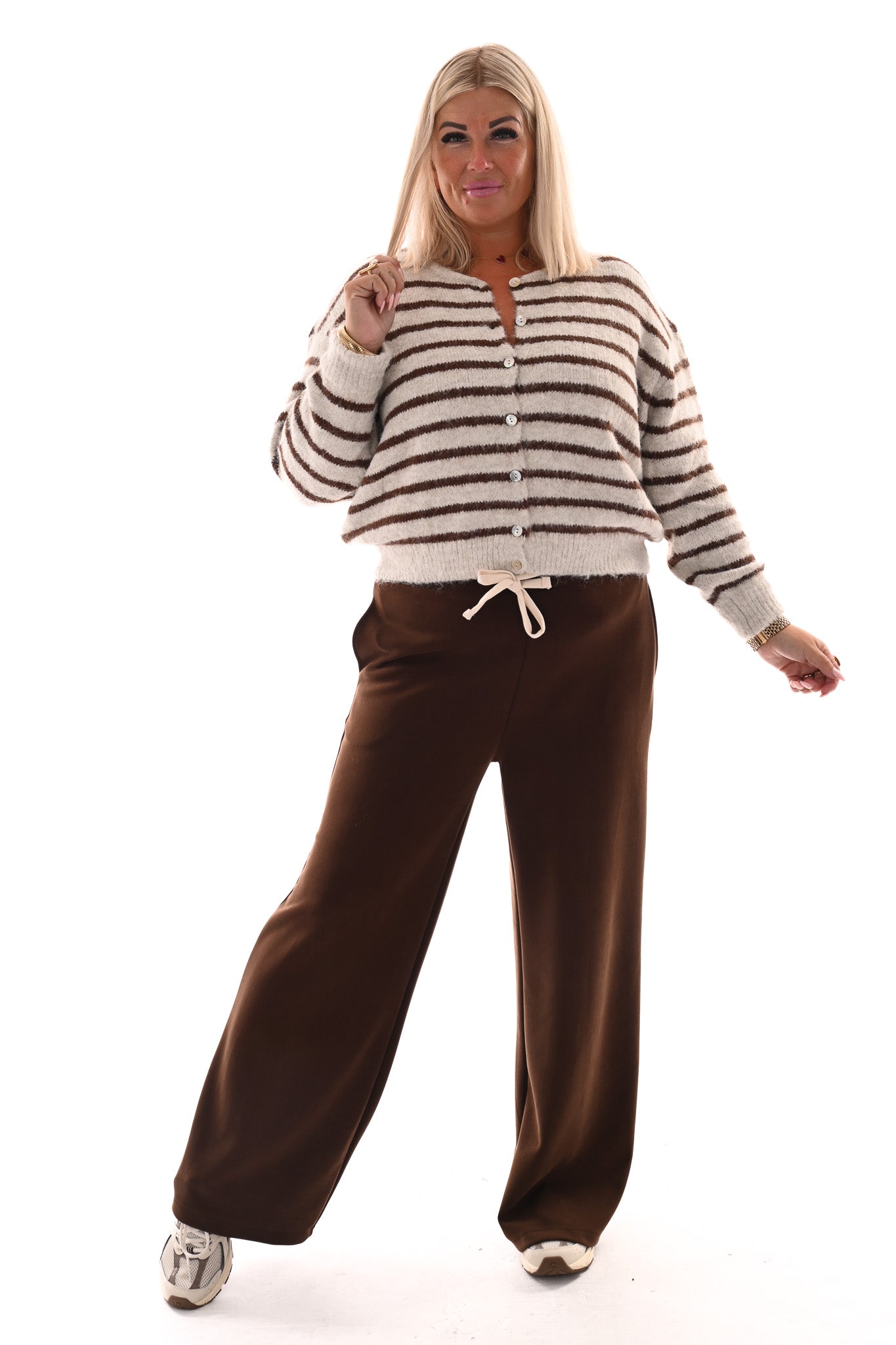 Wide leg joggingsbroek bruin