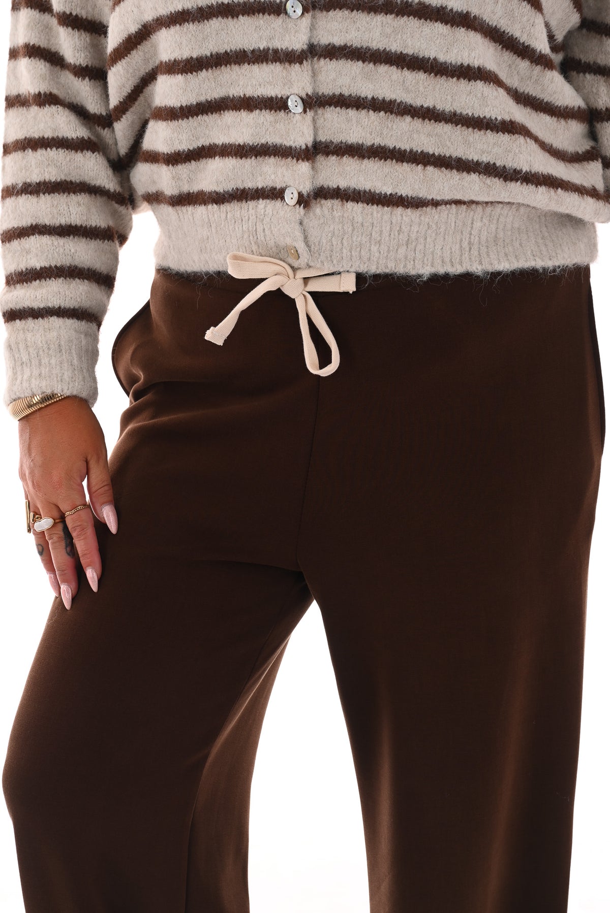 Wide leg joggingsbroek bruin